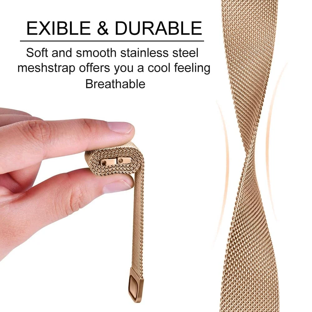 DL3 Mobilak Strap Compatible with Xiaomi Redmi Watch 3 (Not Fit Watch 3 Active), Magnetic Metal Stainless Steel Adjustable Wristbands Breathable Watch Bands for Xiaomi Redmi Watch 3 - Rose Gold