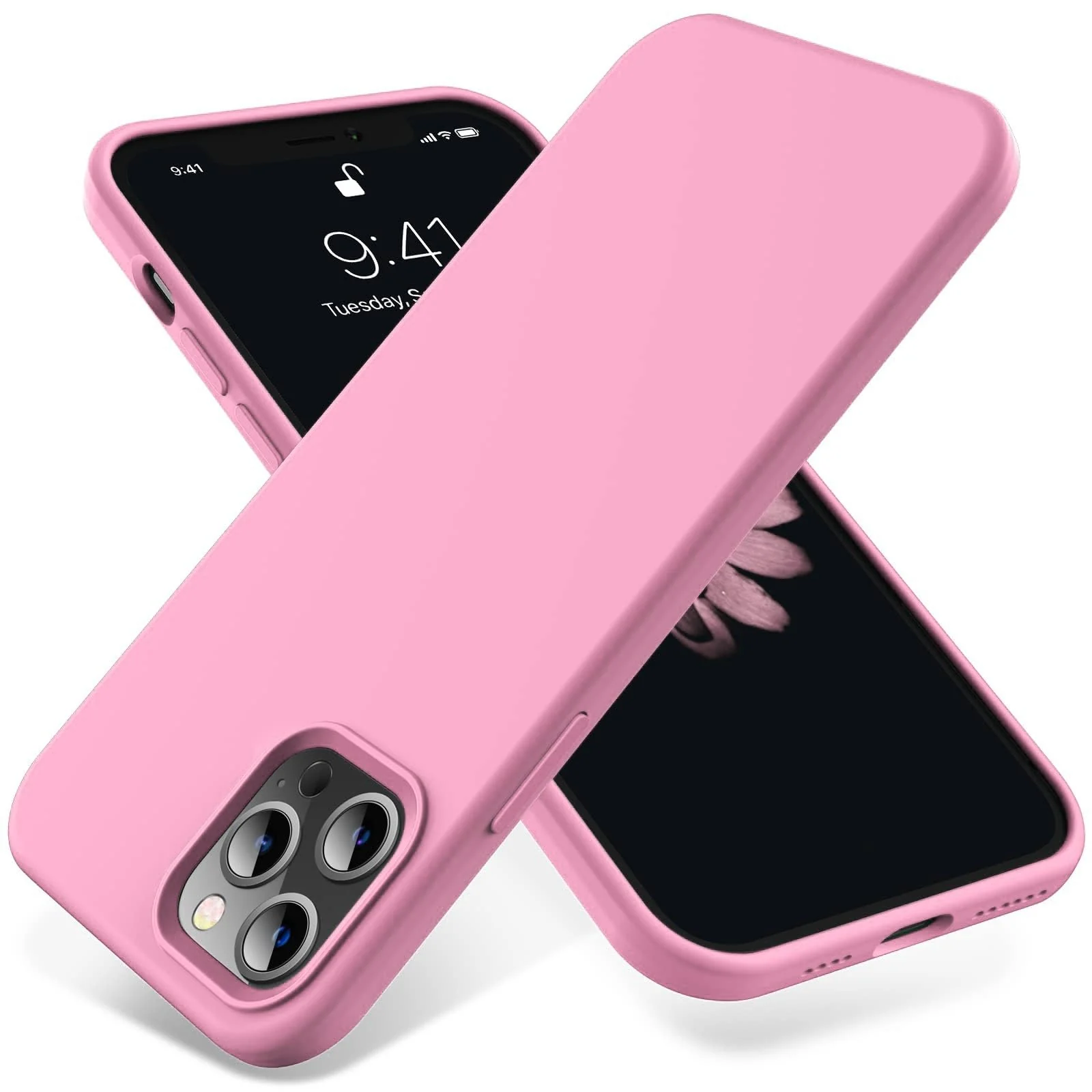 DL3 Mobilak Liquid Silicone Protective Case for iPhone 14 Pro Max (6.7 Inch) with Camera Protection and Microfiber Lining - Pink 3