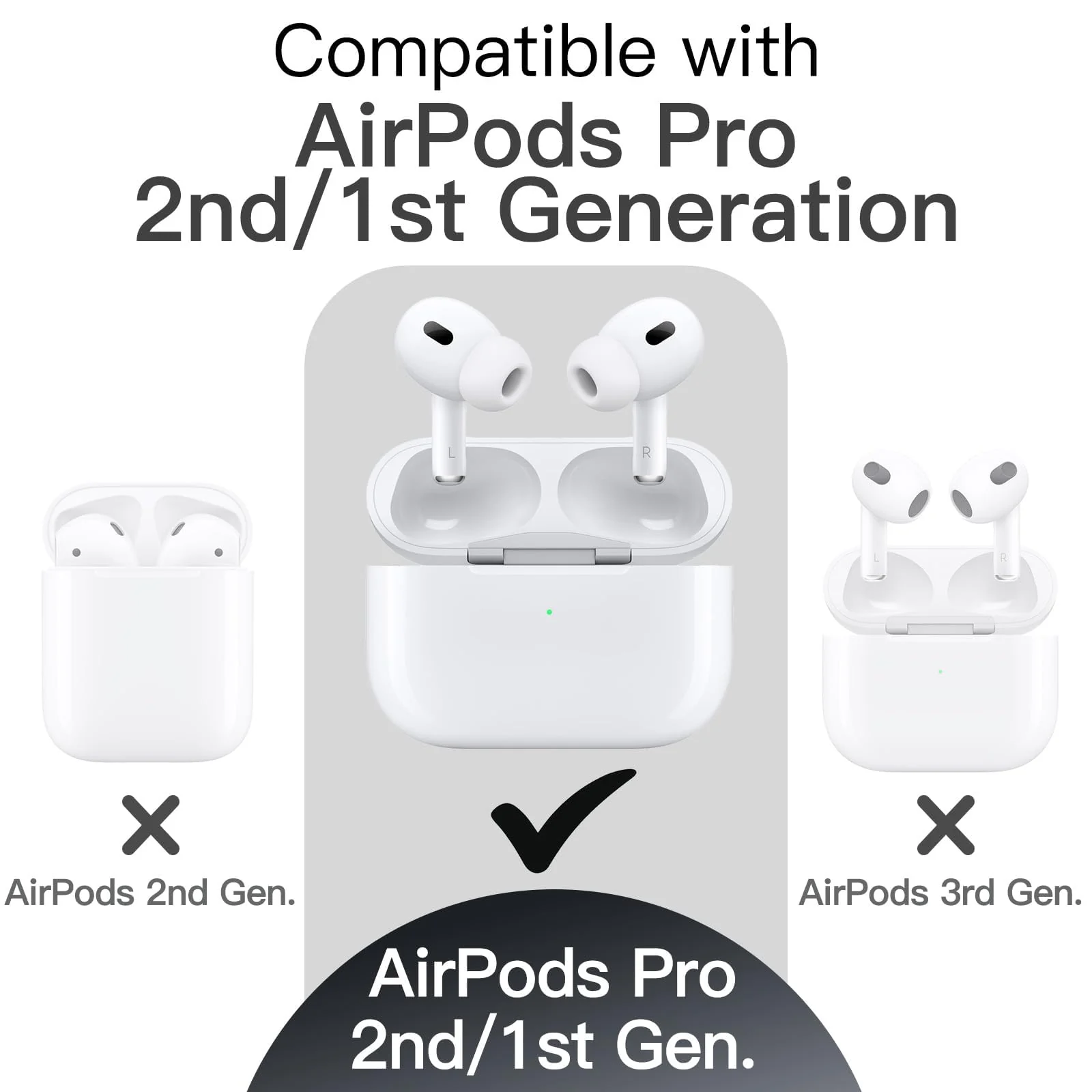 DL3 Mobilak AirPods Pro 2nd/1st Case With Lock Lid, Rugged for AirPods Pro 2/1 (2023/2022/2019) Cool Protective Cover for Men Full-Body Armor Shockproof Skin Shell With Carabiner - Green