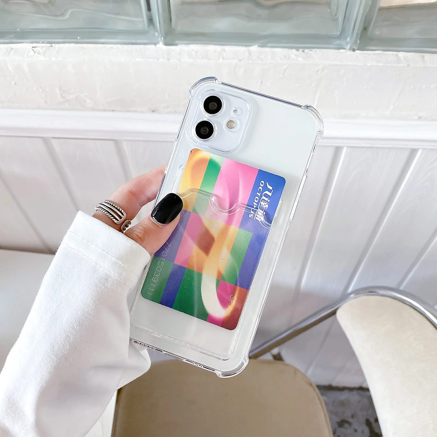 DL3 Mobilak Clear TPU Wallet Case with Card Slot and Camera Protection for Samsung Galaxy A73 - Transparent
