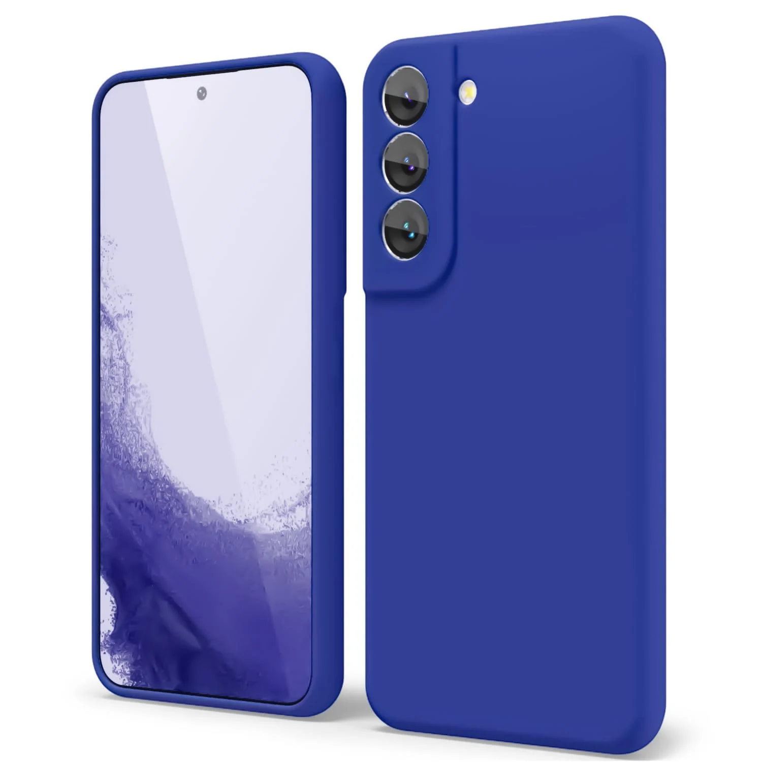 DL3 Mobilak Liquid Silicone Protective Case with Soft Microfiber Lining with Full Camera Protection for Samsung Galaxy S22 5G - Pepsi