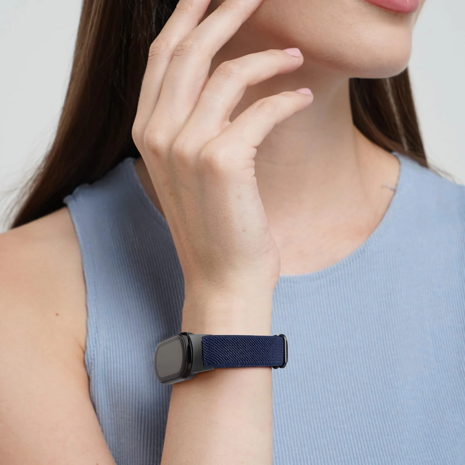 DL3 Mobilak Strap for Xiaomi Mi Band 10 / Xiaomi Mi Band 9 / Xiaomi Mi Band 8, Elastic Nylon Straps, Adjustable Breathable Replacement Bracelet for Xiaomi Smart Band 8/9/10 for Women Men - Blue