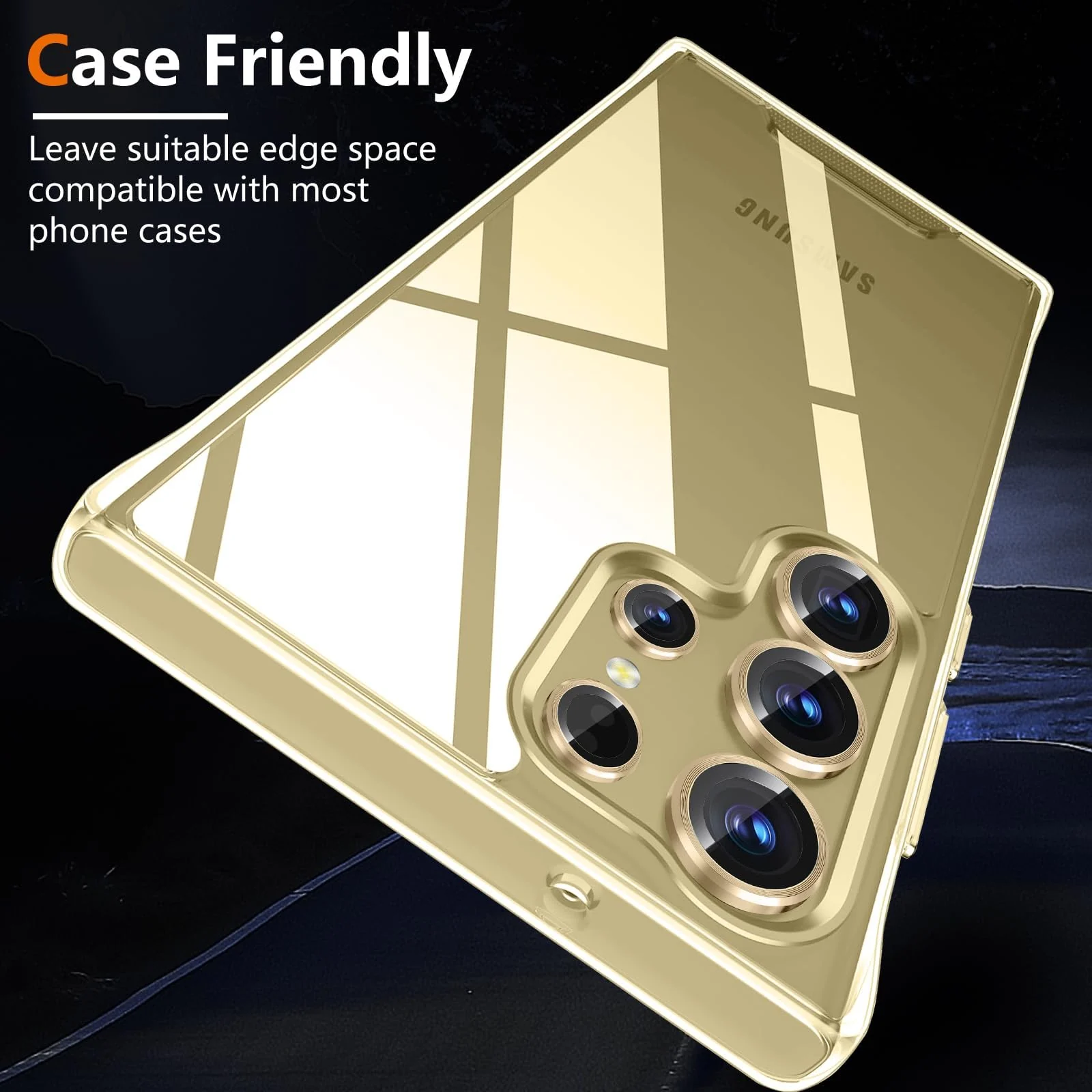 DL3 Mobilak Camera Protection for Samsung Galaxy S24 Ultra Camera Protection, Scratch-Resistant, 9H Hardness, HD Lens Protection, Protective Film, Lens Screen Protector Glass - Gold