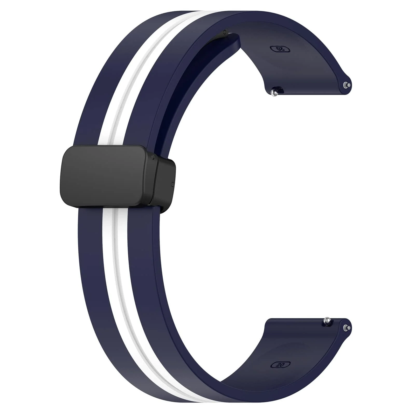 DL3 Mobilak Strap Silicone Magnetic Buckle 20MM For Samsung Gear Sport/Watch 6/5/4/5 Pro 45mm/S2 classic/active 2 40mm 44mm/Amazfit GTS 2/2e/GTS 3/3 Pro/GTS 4/GTS 2 Mini/3 Mini/4 Mini/Bip 3/Bip 3 Pro - A.Blue White