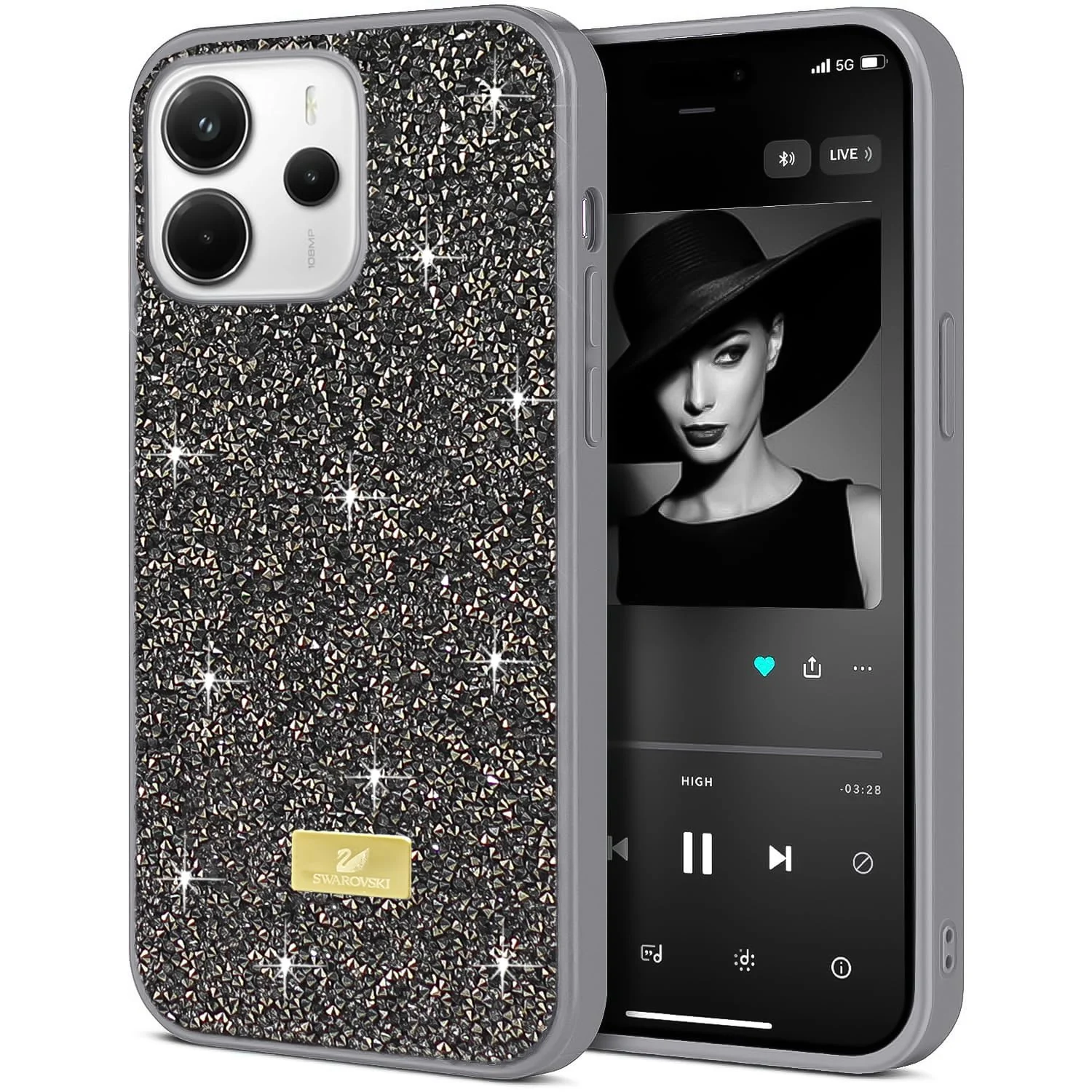 Xiaomi Redmi Note 14 4G — DL3 Mobilak Glitter Protective Case for Xiaomi Redmi Note 14 4G (Not 5G), Supports wireless charging, Shock-absorbing protection, Scratch-resistant surface