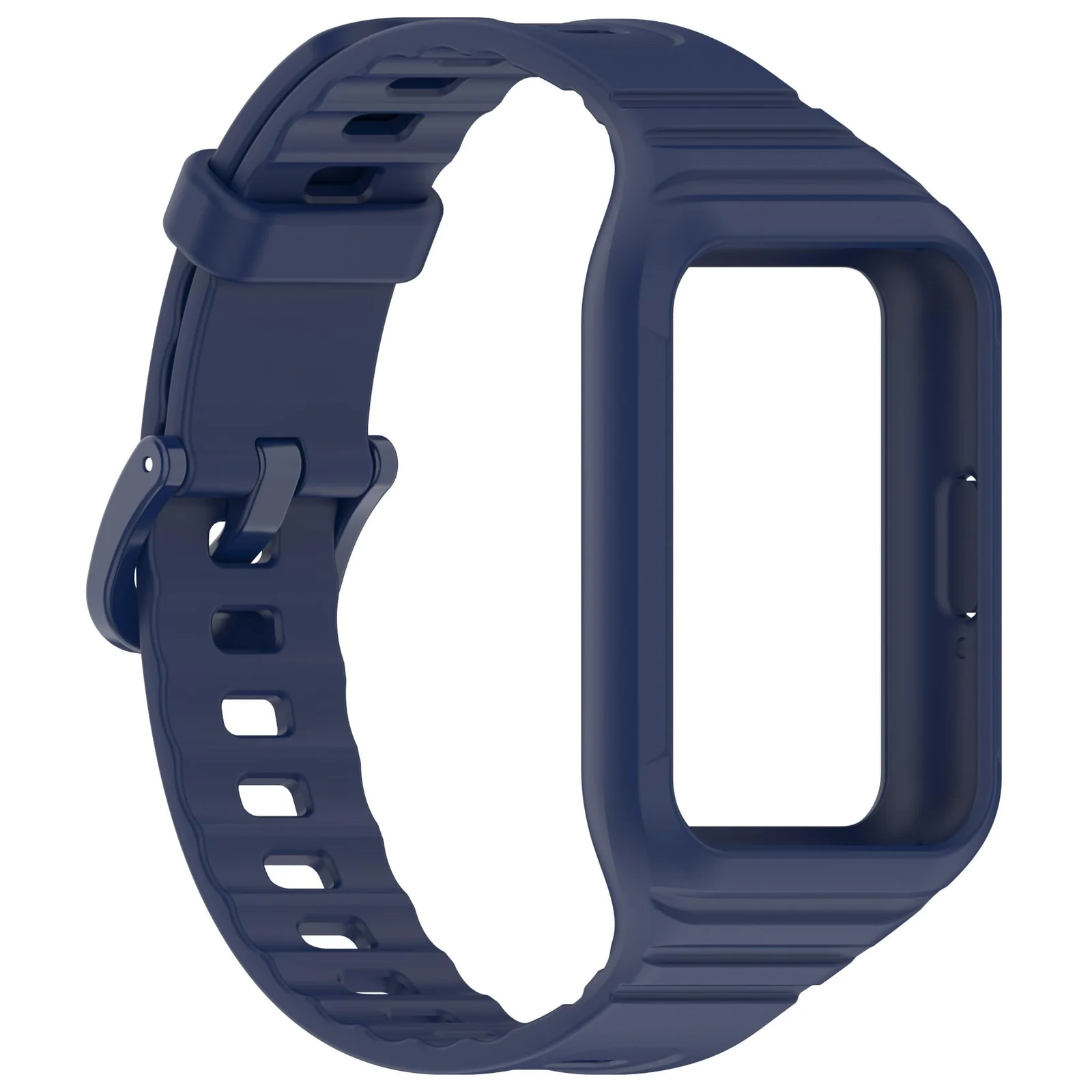 DL3 Mobilak Strap Compatible with Samsung Galaxy Fit 3 SM-R390, Silicone Sport Band Replacement Watchband with Bumper Case for Samsung Galaxy Fit 3, Adjustable Wristband - Dark Blue