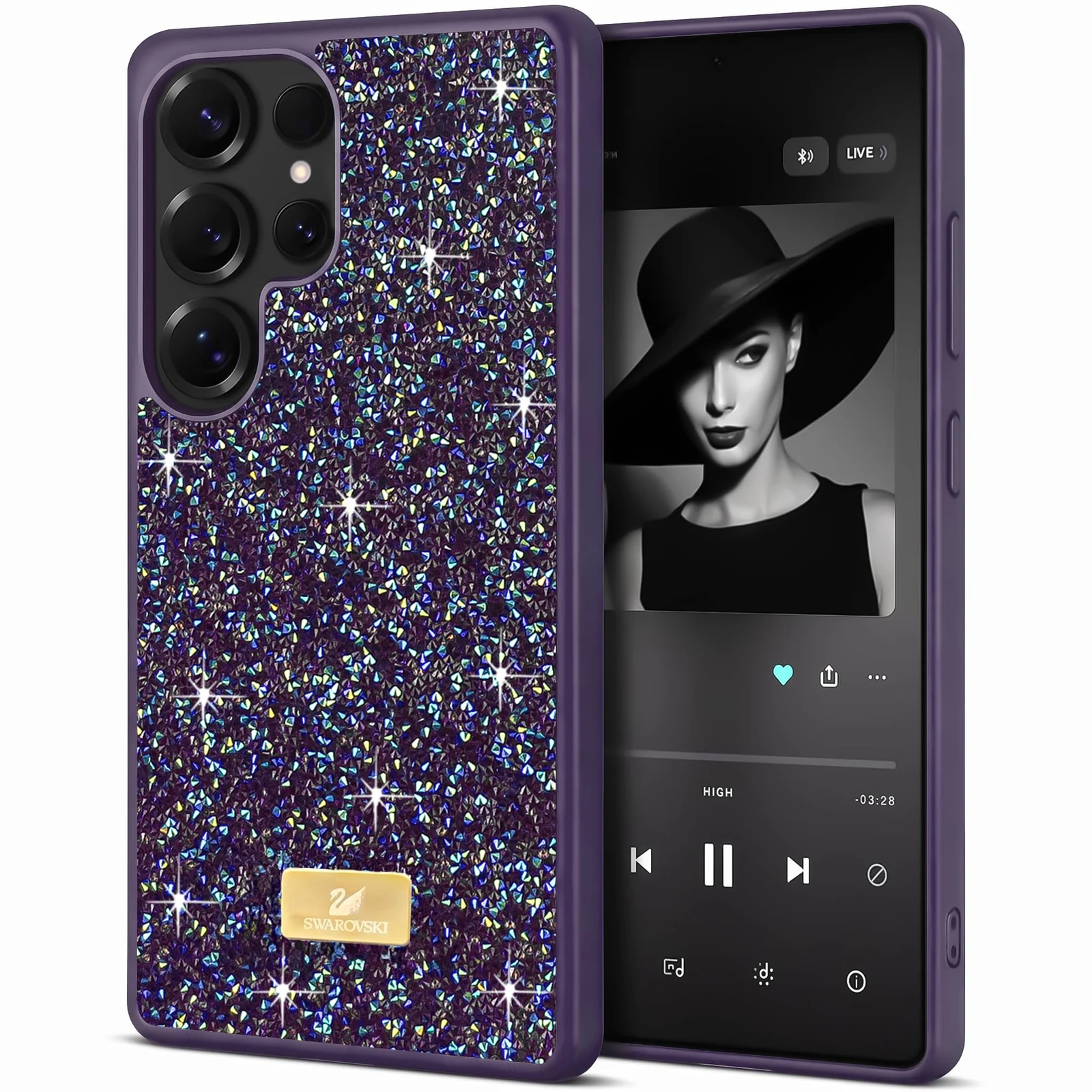 Case For Samsung Galaxy S26 Ultra Case Glitter, Sparkle Diamond Crystal Bling Case with Bling, Ultra Thin Lightweight Full Body Shockproof Anti-Scratch Protective Cover - Black