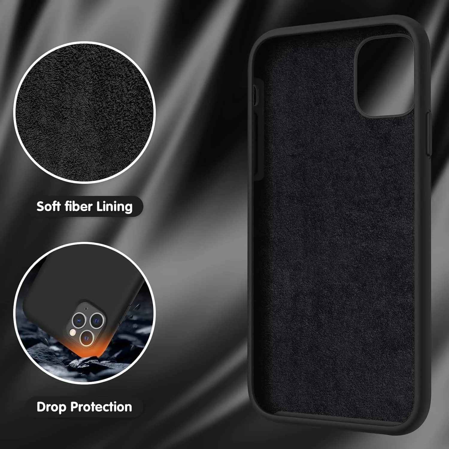 DL3 Mobilak Liquid Silicone Protective Case for iPhone 11 Pro (5.8 Inch) with Camera Protection and Microfiber Lining - Black