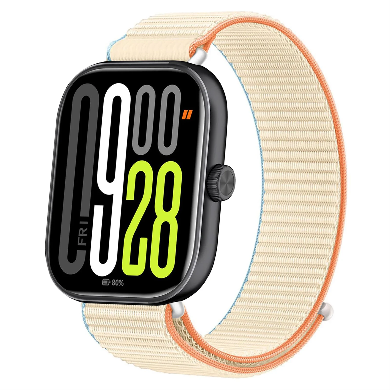 DL3 Mobilak Nylon Strap for Redmi Watch 4/Redmi Watch 5/Xiaomi Smart Band 8 Pro/Band 9 Pro, Men and Women Breathable Elastic Bracelet, Adjustable Straps Replacement Band Sport Watchband - Milk White
