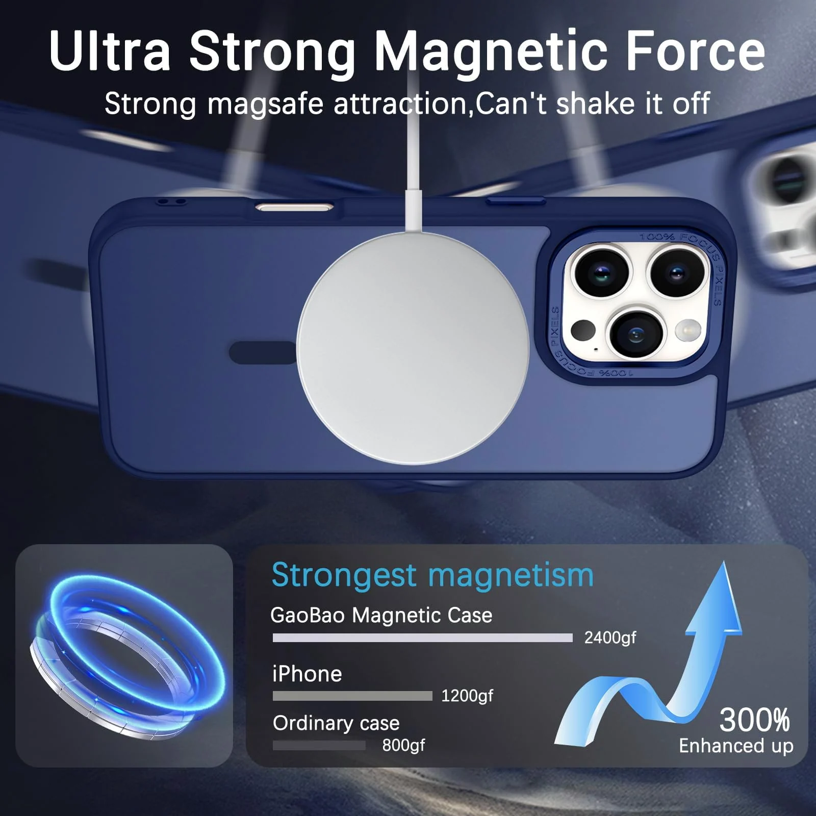 DL3 Mobilak Case for iPhone 15 Pro 6.1-Inch Magnetic Translucent Matte Phone Cases [Compatible with MagSafe] Thin Slim Fit Shockproof Bumper Hard Protective Cover for Women Men Girls - Blue