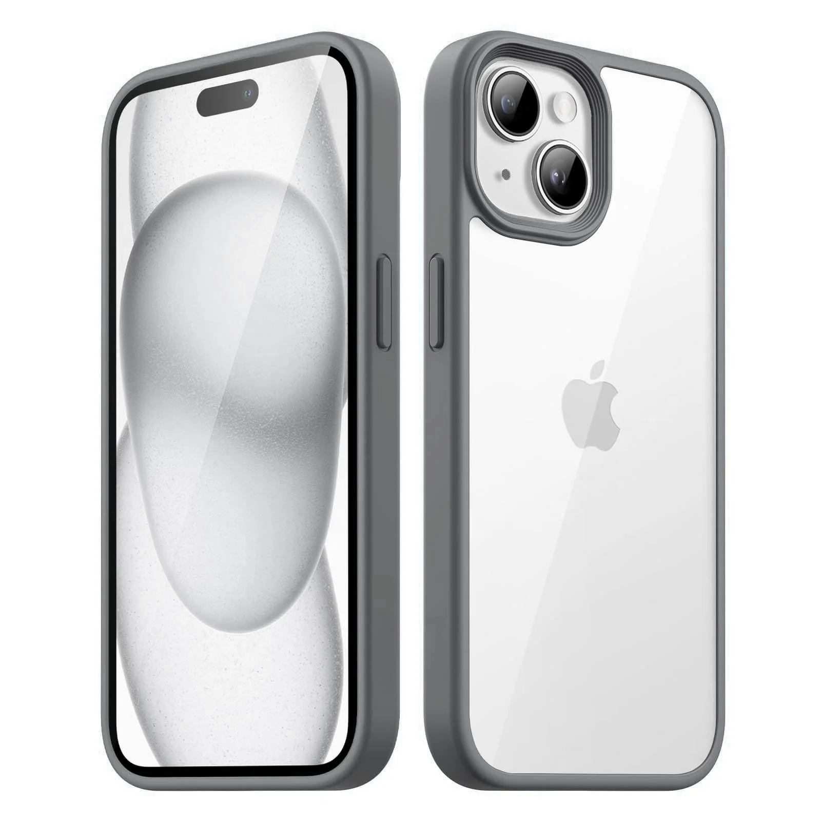 DL3 Mobilak Clear PC and TPU Protective Case for iPhone 15 Plus 6.7-Inch / iPhone 14 Plus 6.7-Inch with Camera Protection and Shockproof Design - Dark Gray