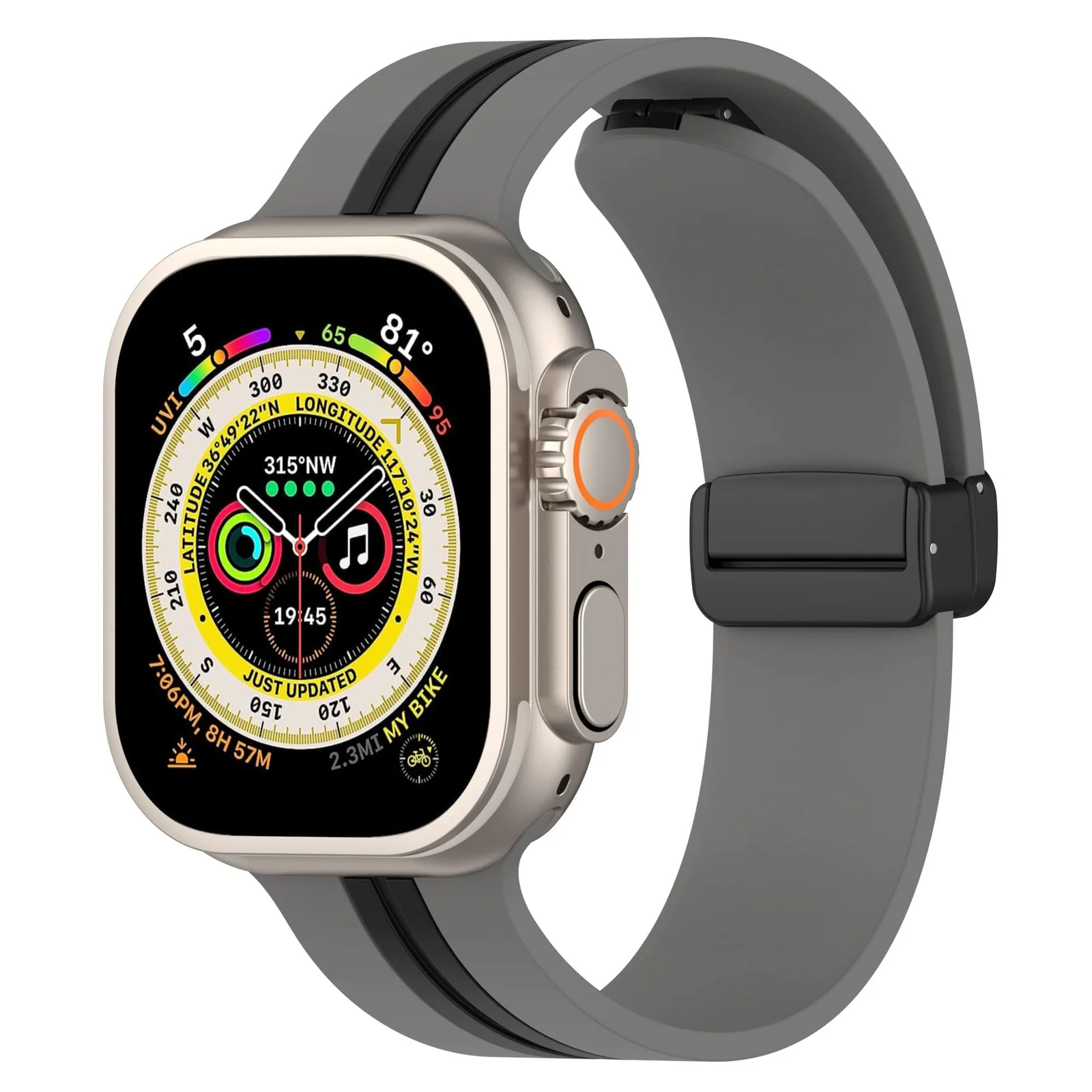 DL3 Mobilak Magnetic Strap for Apple Watch Band 49mm 45mm 44mm 41mm 40mm 38mm 42mm, Silicone Replacement Wristband Strap for iwatch Series 9 8/7/6/5/4/3/2/SE (A. , 38mm/40mm/41mm) - A.Grey Black