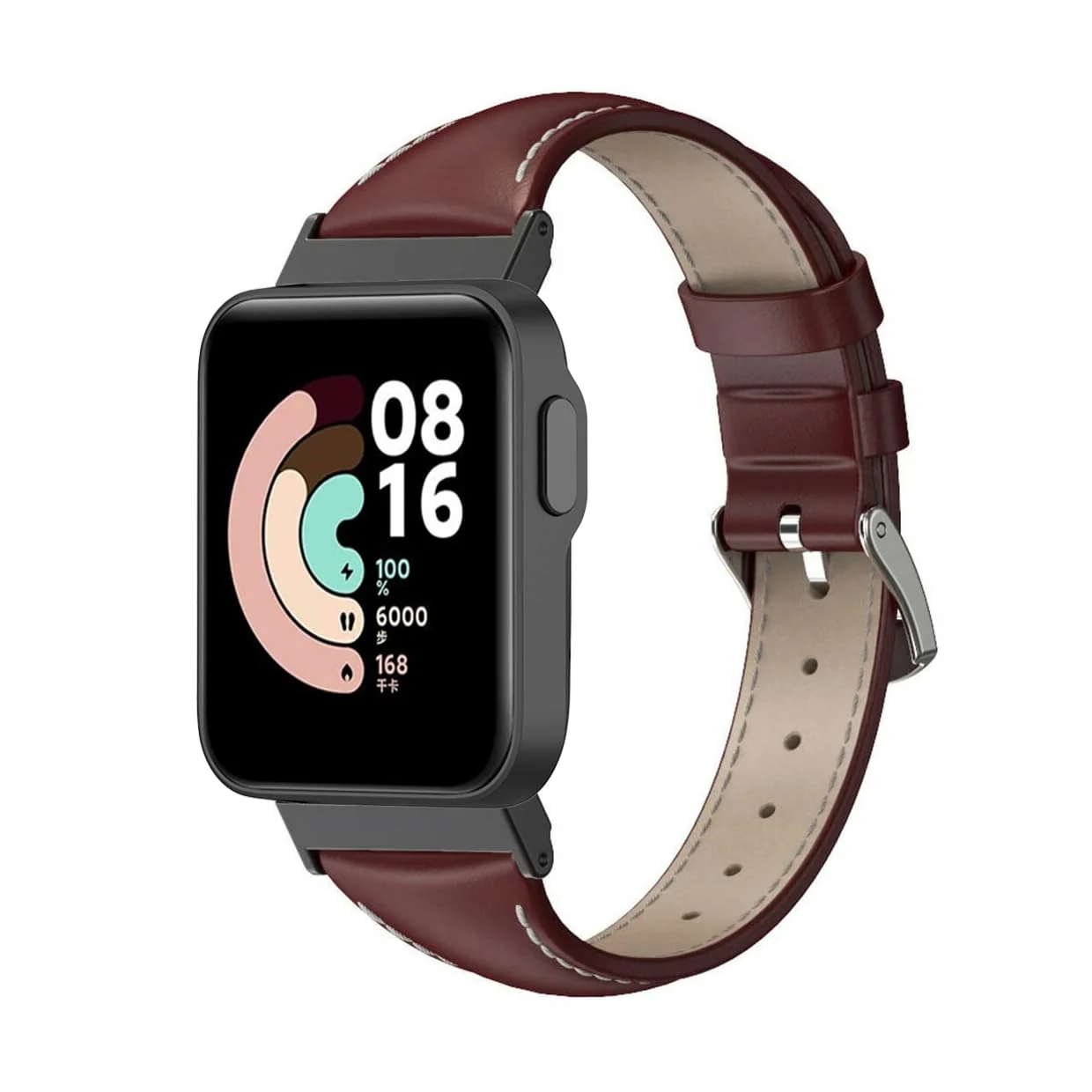 DL3 Mobilak Vintage Leather Strap Compatible with Xiaomi Mi Watch Lite/Redmi Watch, Metal Buckle Breathable Replacement Strap, Men Women Replacement Soft Watch Straps - Wine Red