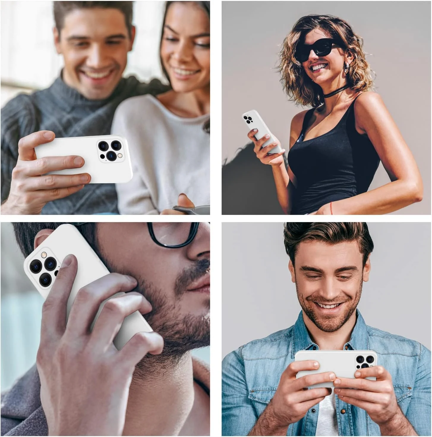 DL3 Mobilak Liquid Silicone Protective Case for iPhone 13 Pro (6.1 Inch) with Camera Protection and Microfiber Lining - White
