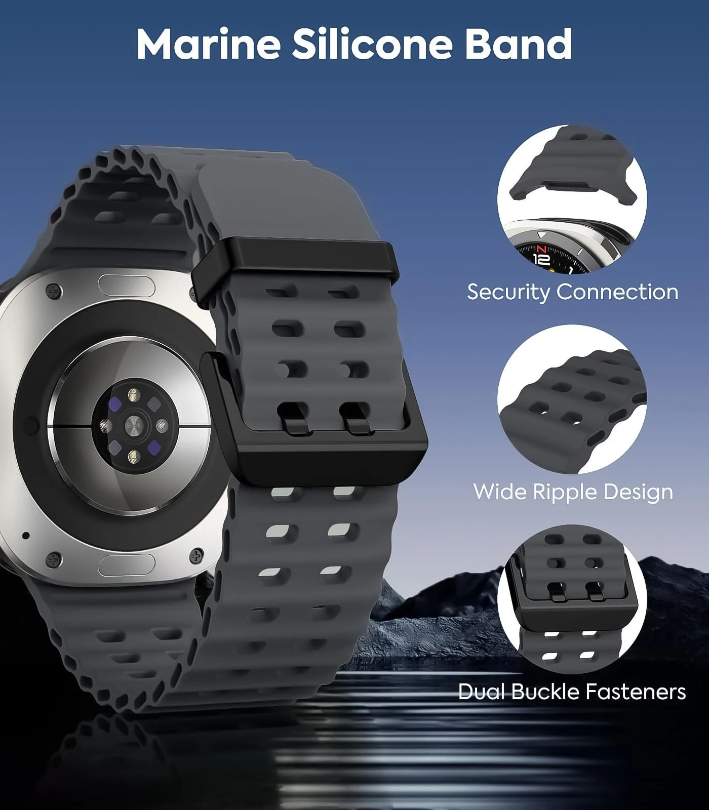 DL3 Mobilak Sport Band Compatible with Samsung Galaxy Watch Ultra Band 47mm Women Men, Breathable Soft Silicone Waterproof Watch Strap Accessories for Samsung Watch 7 Ultra Bands - Space Gray