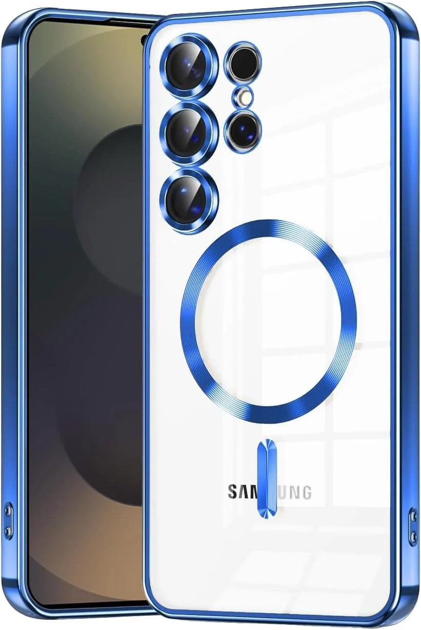 DL3 Mobilak Clear MagSafe-Compatible Magnetic Case for Samsung Galaxy S25 Ultra with Camera Protection and Magnetic Car-Mount Support - Blue