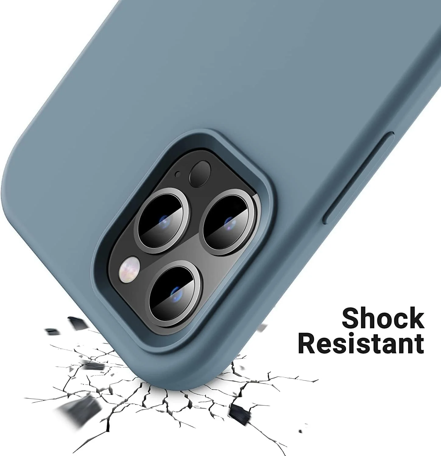 DL3 Mobilak Liquid Silicone Protective Case for iPhone 14 Pro (6.1 Inch) with Camera Protection and Microfiber Lining - Lavender Gray