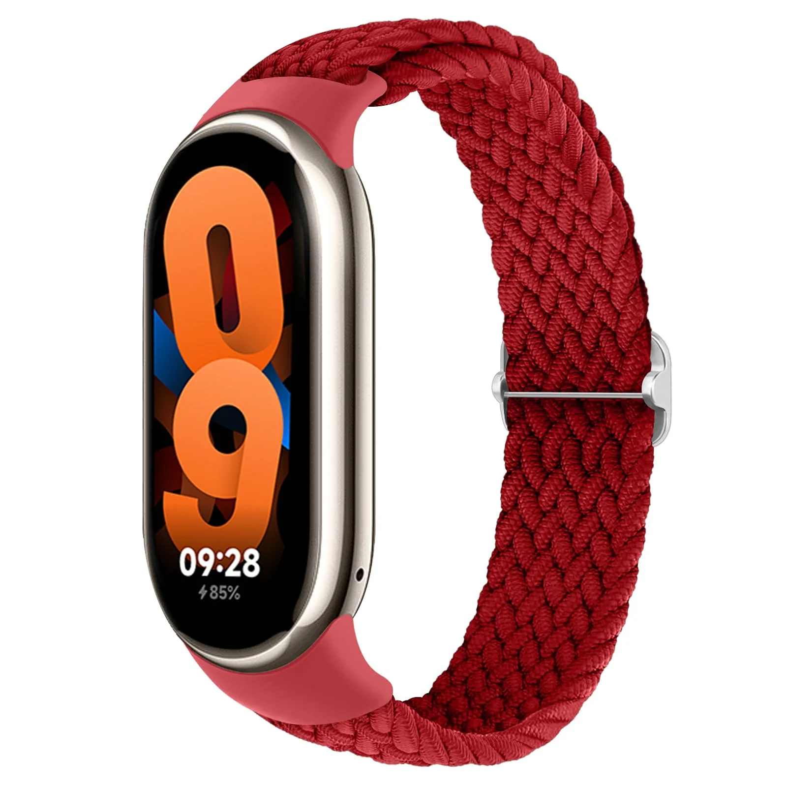 DL3 Mobilak Compatible with Xiaomi Mi Band 10/9/8 strap, Braided Solo Loop for Nylon Elastic Adjustable Replacement Wristband Compatible with Xiaomi Smart Band 8/9/10 - Red
