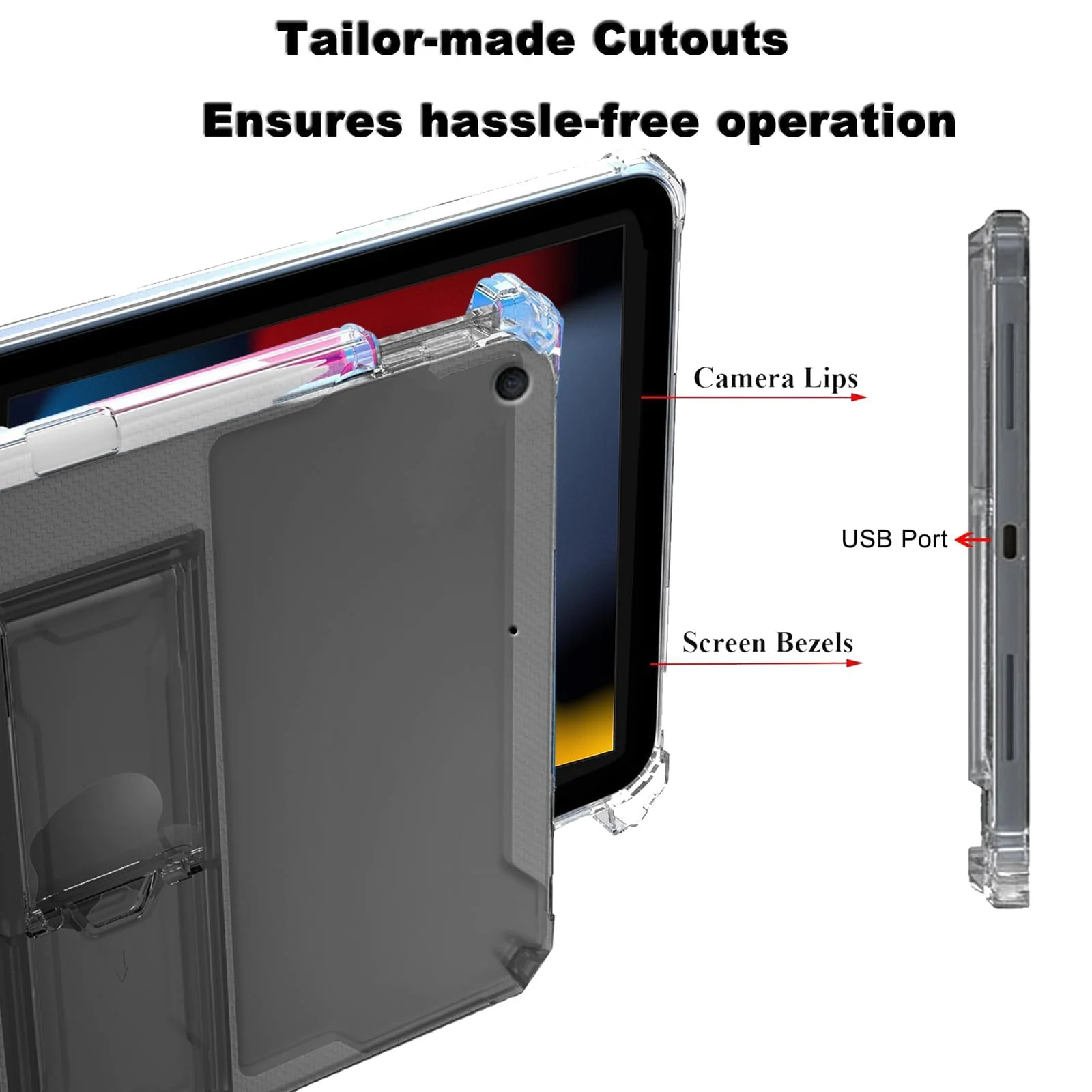 DL3 Mobilak Transparent Stand Case for iPad 9/8/7 (10.2-Inch, 2021/2020/2019 Model, 9th/8th/7th Generation) Case Shockproof, Thin Slim Anti-Yellowing Bumper, Kickstand Cover, with Pencil Holder - Clear
