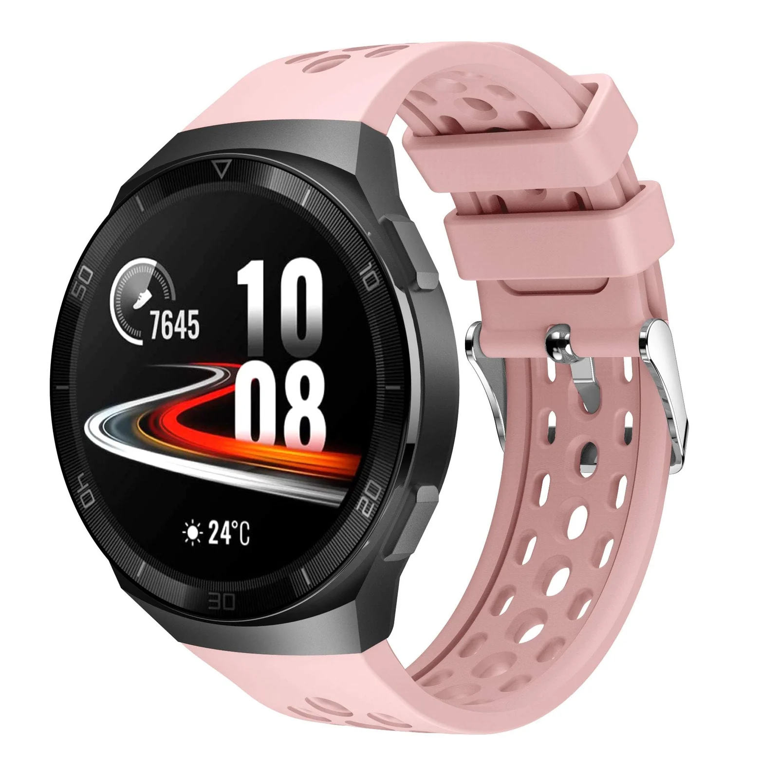 DL3 Mobilak Strap Replacement Bands Compatible with 22MM Huawei Watch GT2E Bands, Adjustable Accessory Soft Silicone Sport Wristband for Women Men - Rose Pink