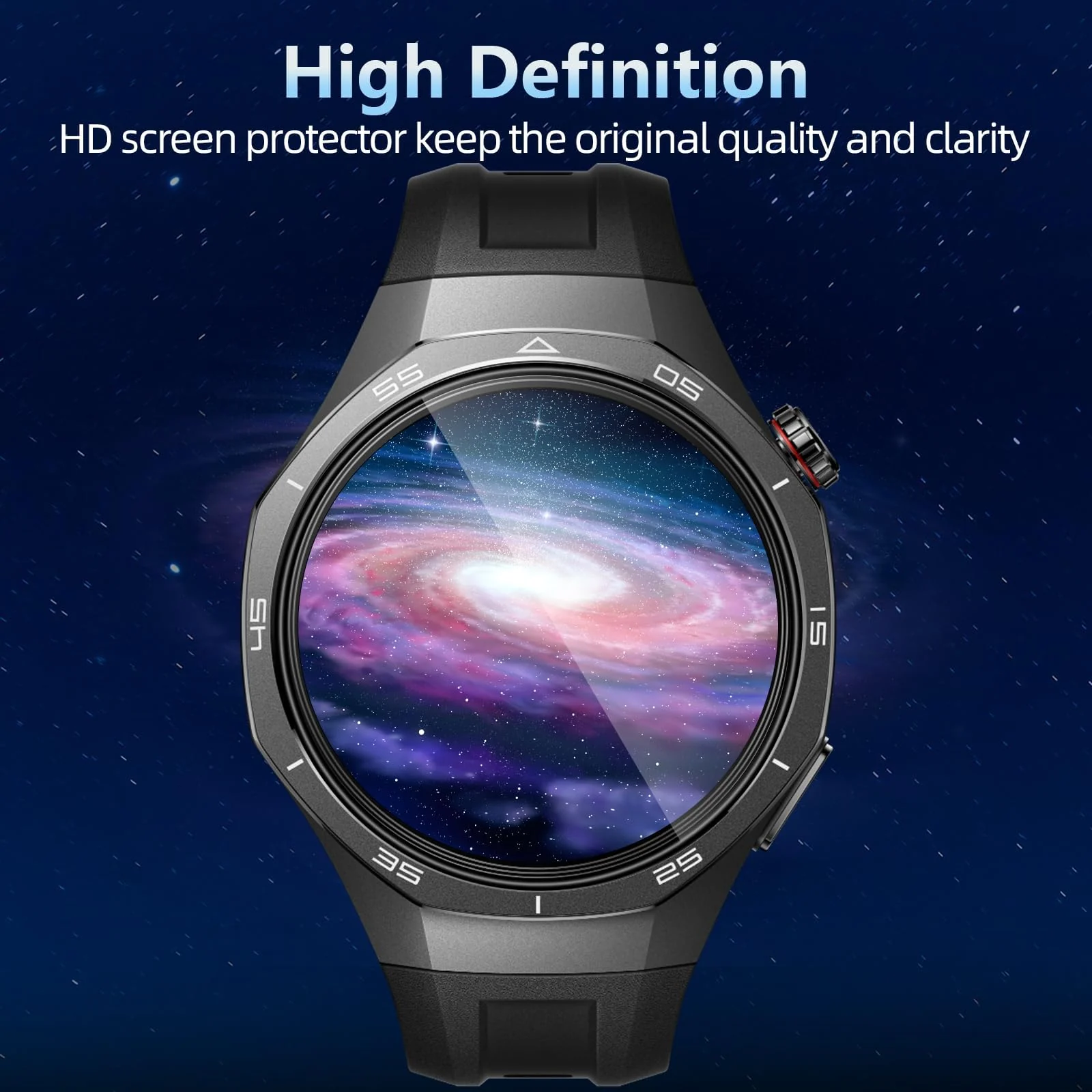 DL3 Mobilak Screen Protector For Huawei Watch GT 5 Pro 46mm, 3D Curved Soft Edge Protective Film [Anti-Scratch] [Bubble Free] [Ultra Shatterproof] [High Sensitive] (Not Glass) For Huawei Watch GT5 Pro - Black
