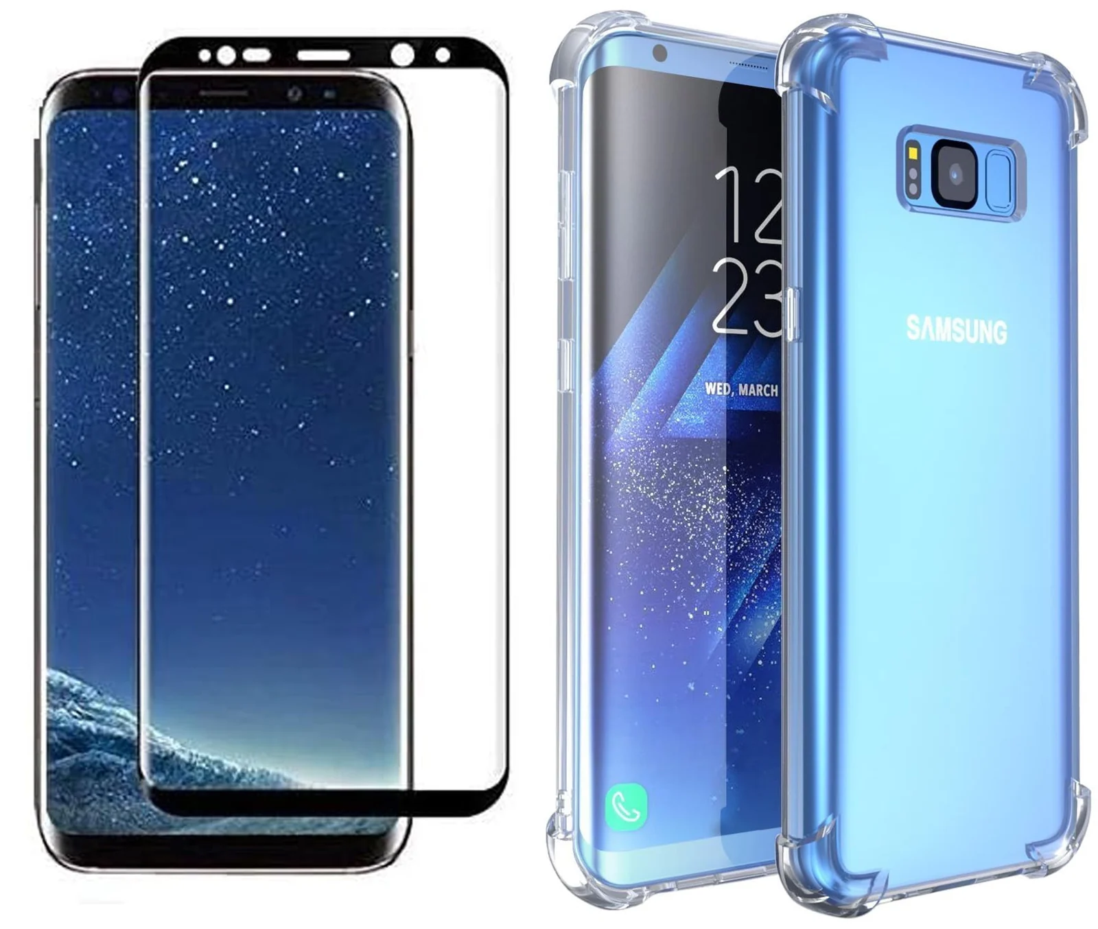 DL3 Mobilak Case Compatible with Samsung Galaxy S8 Plus, Cover Silicone TPU Gorilla Anti-shock Protector Camera Shockproof Corners with 5D Screen Protector - Clear
