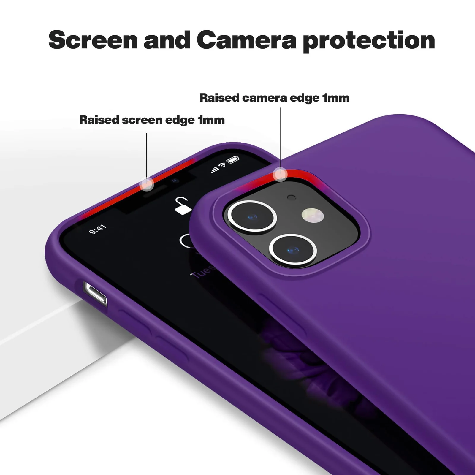 DL3 Mobilak Liquid Silicone Case for iPhone 11 (6.1 Inch), Shock-absorbing protection, Scratch-resistant surface, Soft microfiber lining - Purple