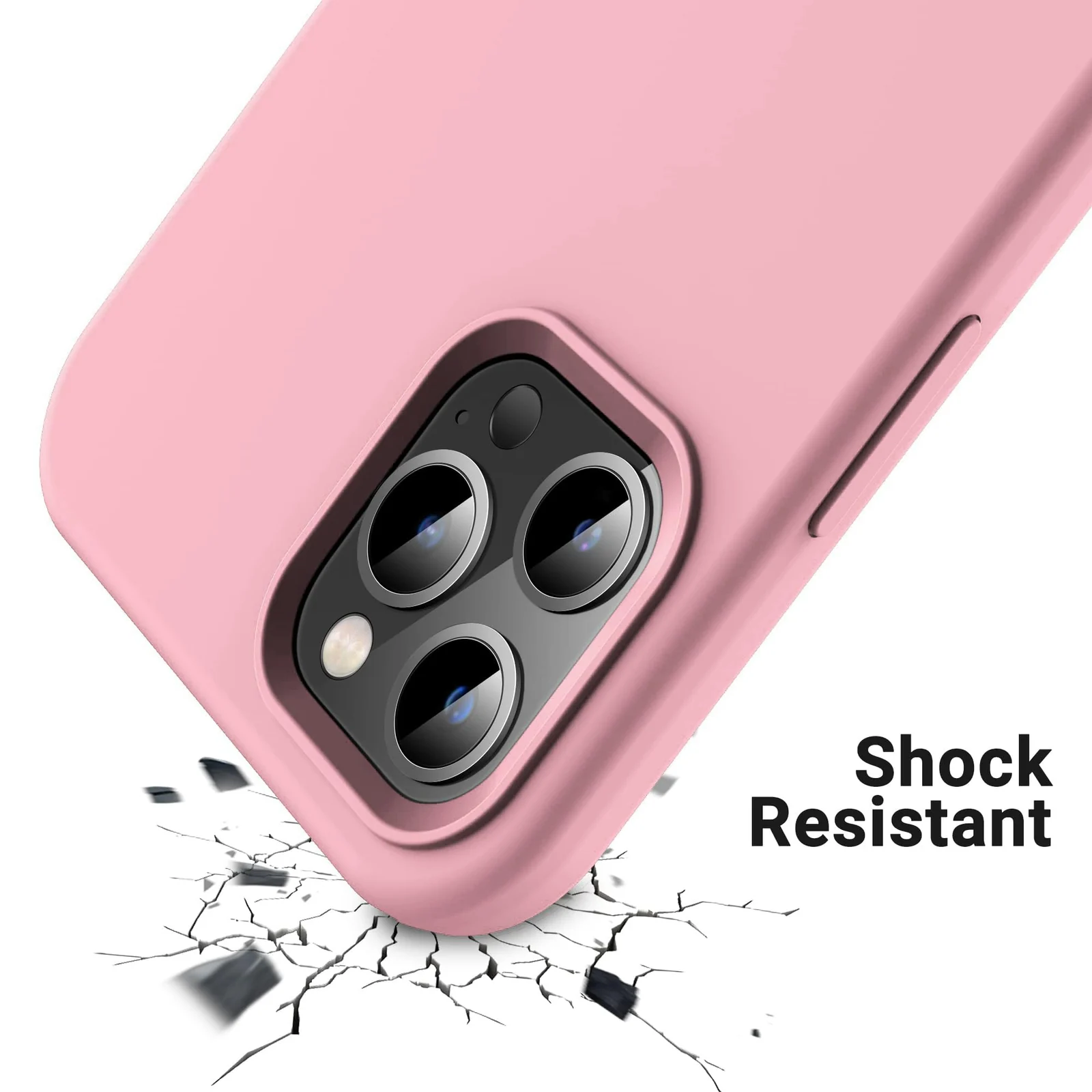 DL3 Mobilak Liquid Silicone Protective Case for iPhone 13 Pro (6.1 Inch) with Camera Protection and Microfiber Lining - A Pink
