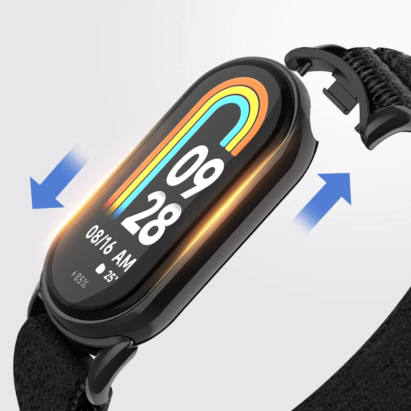 DL3 Mobilak Sport Bands Nylon For Xiaomi Mi Band 10/9/8 Men Women, Adjustable Elastic Breathable Soft Stretchy Wristband Loop Replacement Strap for Xiaomi Smart Band 8/9/10 - Black