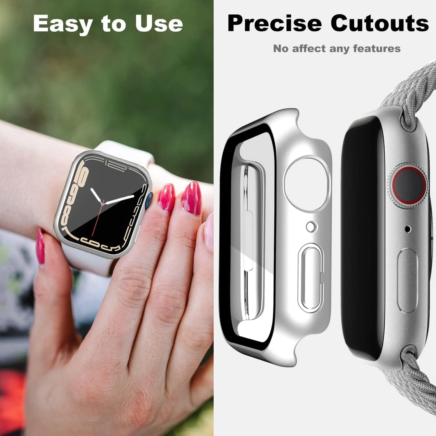 DL3 Mobilak Hard Case Designed for Apple Watch 42mm Series 3/2/1, Built-in 9H [HD Clear] Tempered Glass Screen Protector, [Full Protection] Slim Cover for iWatch 42mm Series 3/2/1 - Silver
