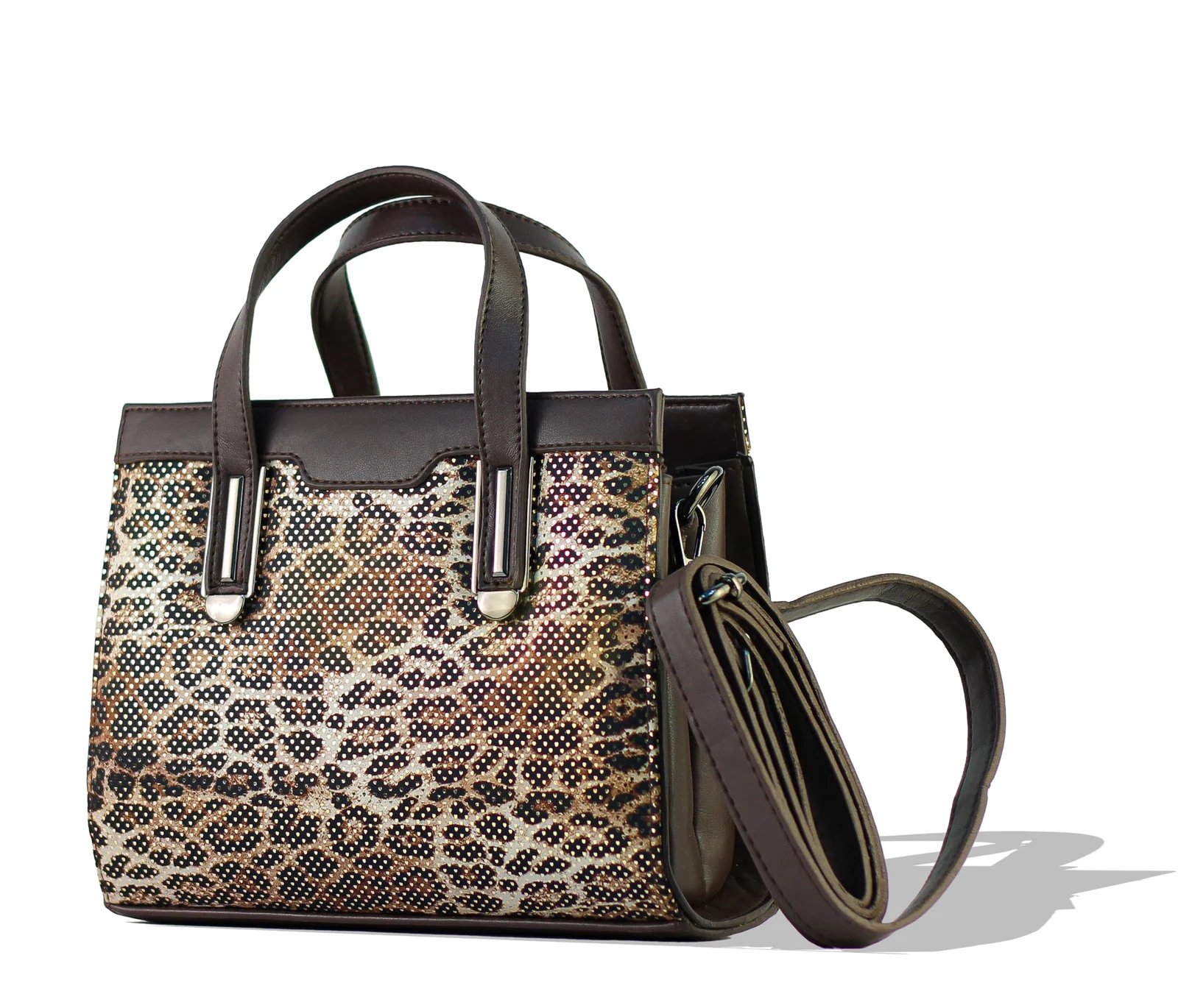 Mobigon Elegant Women’s Handbag with Shoulder Strap, Textured Leather Baguette Purse with Gold Clasp, Magnetic Snap & Zipper Compartments, Structured Top Handle Bag for Work & Daily Use