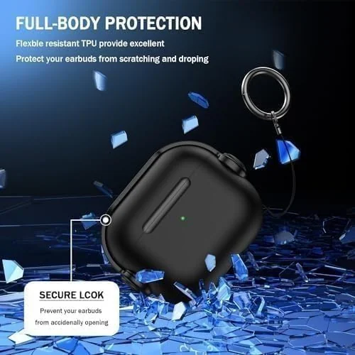DL3 Mobilak Protective Case for AirPods 3 [With Closure Lid] [Front LED Visible] [With Wrist Strap] Skin Case Compatible with Airpod 3rd Generation 2021 - Black White