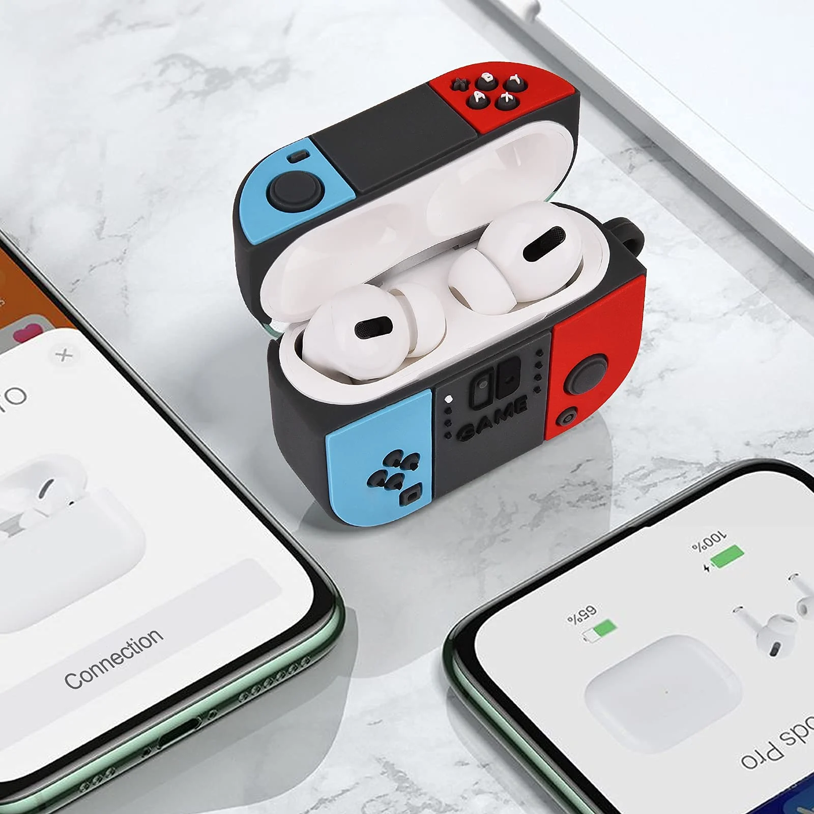 DL3 Mobilak Case Compatible with AirPods Pro Soft Silicone Shockproof Cover Compatible with AirPods Pro, New 3D Cute Cartoon Creative Fun Case Skin with Keychain Design - Style 9