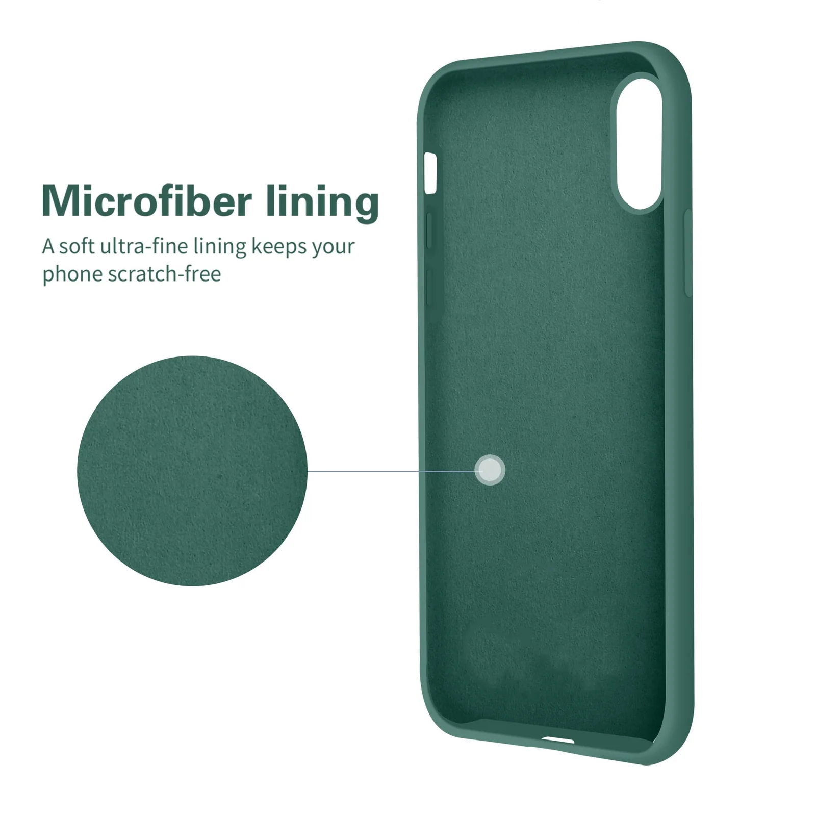 DL3 Mobilak Liquid Silicone Protective Case with Soft Microfiber Lining for iPhone XS Max - Pine Green