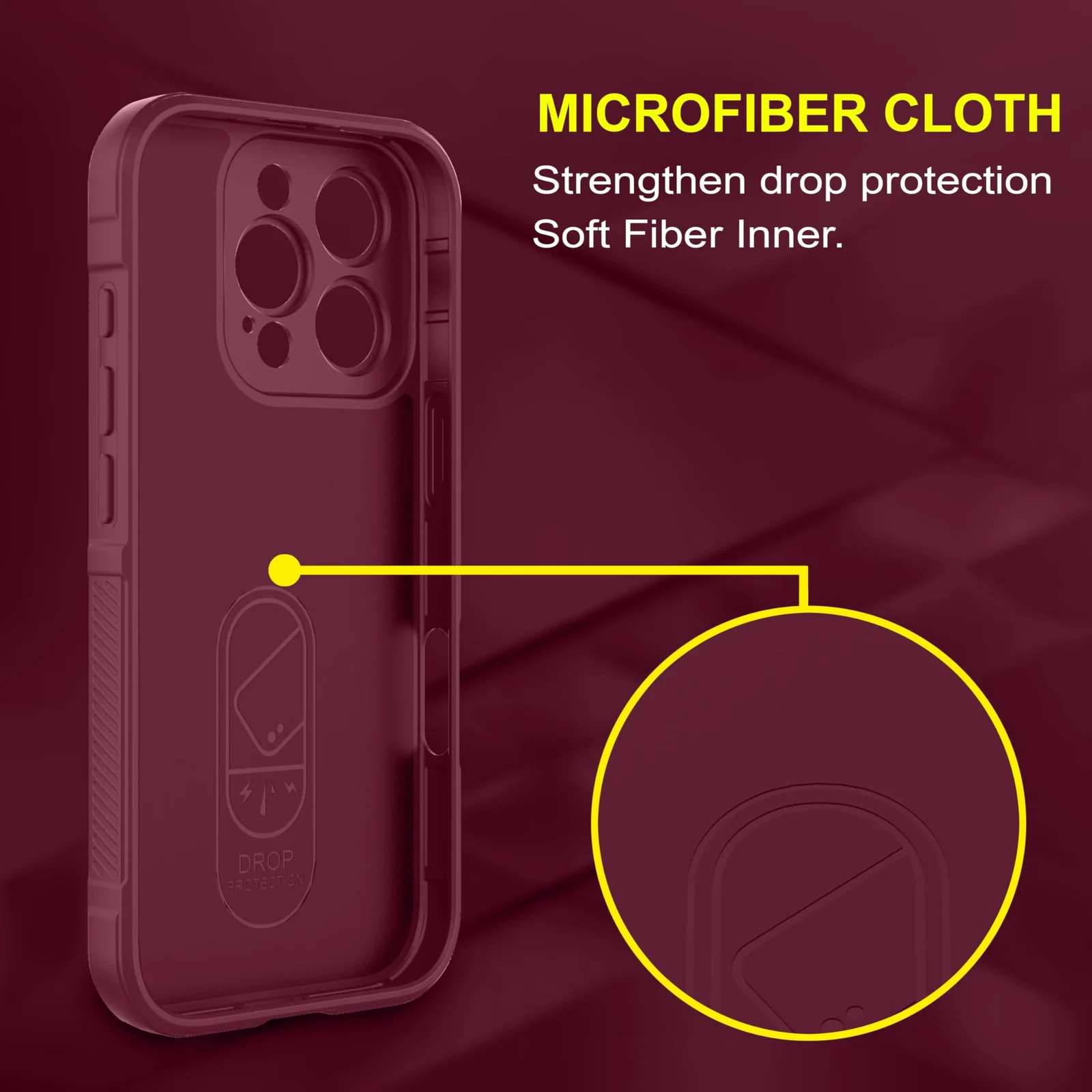DL3 Mobilak Rugged Protective Case for iPhone 16 Pro 6.3-Inch, Camera protection, Shock-absorbing protection, Non-slip grip - Wine Red