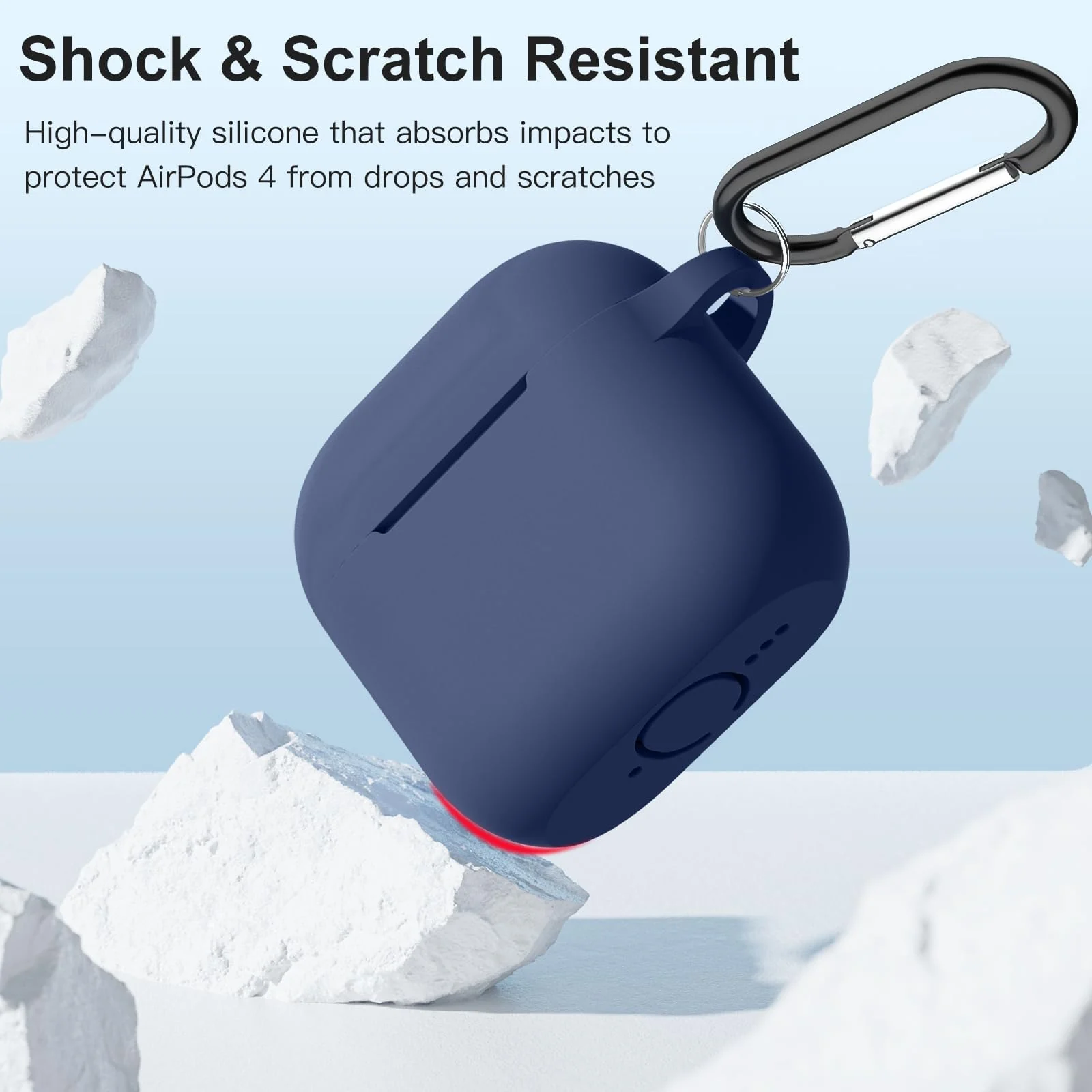 DL3 Mobilak Compatible with AirPods 4 Case (2024), Soft Silicone Full Protective Case Cover with Keychain, For Apple AirPods 4th Generation for Women Men - Blue