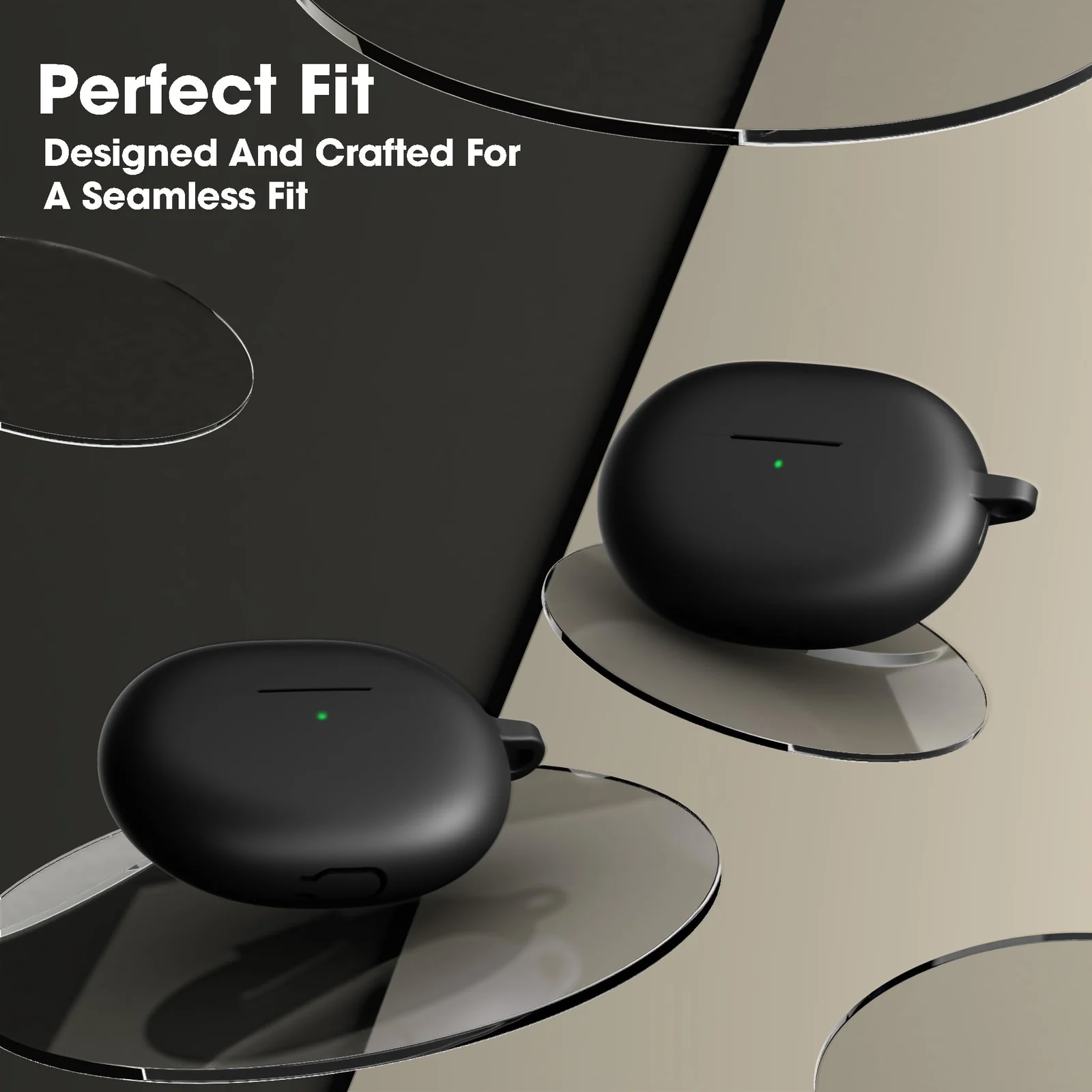 DL3 Mobilak Compatible with realme Buds Air 5 Pro Case Cover, Soft Silicone Shockproof Protective Skin Case for realme Buds Air 5 Pro Wireless Earbuds with Carabiner, Front LED Visible - Black