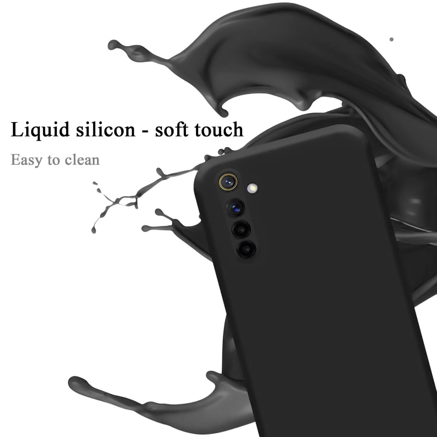 DL3 Mobilak Soft Silicone Protective Case for realme 6 with Microfiber Lining and Shockproof Design - Black
