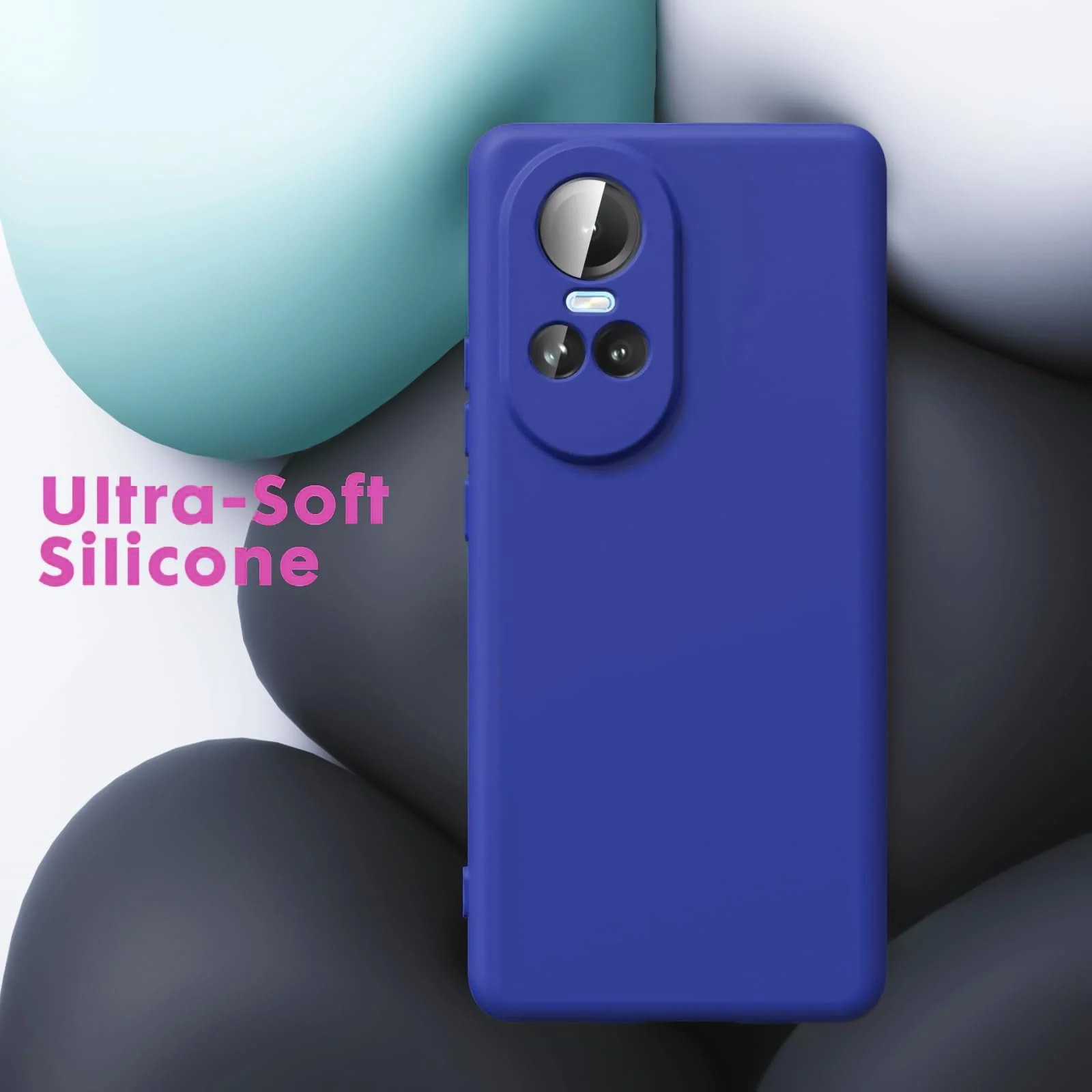 DL3 Mobilak Liquid Silicone Protective Case with Soft Microfiber Lining with Full Camera Protection for OPPO Reno 10 5G / OPPO Reno 10 Pro 5G - Pepsi