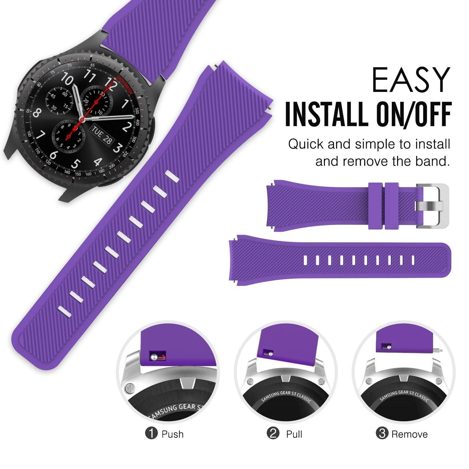 DL3 Mobilak Silicone Sport Band 22MM Xiaomi Redmi Watch 5 Active/5 Lite/Samsung Galaxy Watch 46mm/Watch 3 45mm/Gear S3/Huawei watch (GT6 GT5 GT4 GT3 GT2 GT 46MM)/GT2E/GT5 Pro/GT 6 Pro/Amazfit GTR 3/4 - A.Purple