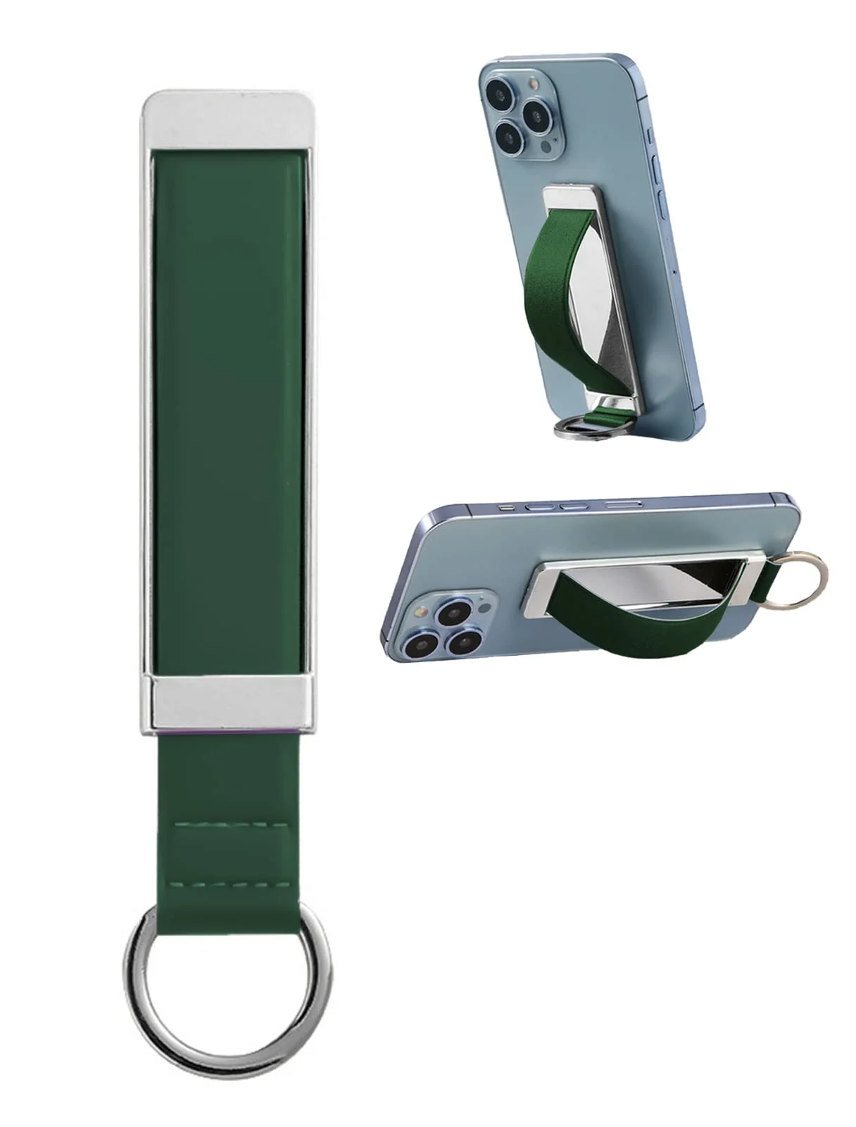 DL3 Mobilak Phone Grip Strap Finger Loop for Cell Phone Case Phone Finger Holder Assorted Colors Leather Phone Grip Stand for Most Mobile Phones and Tablets - Green