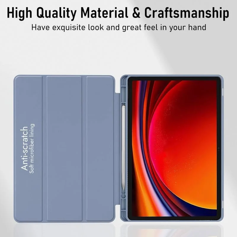 DL3 Mobilak Case for Samsung Galaxy Tab S9 11 Inch with S Pen Holder, Soft TPU Tri-Fold Stand Protective Tablet Cover, Support S Pen Charging, Auto Wake/Sleep - Lavender