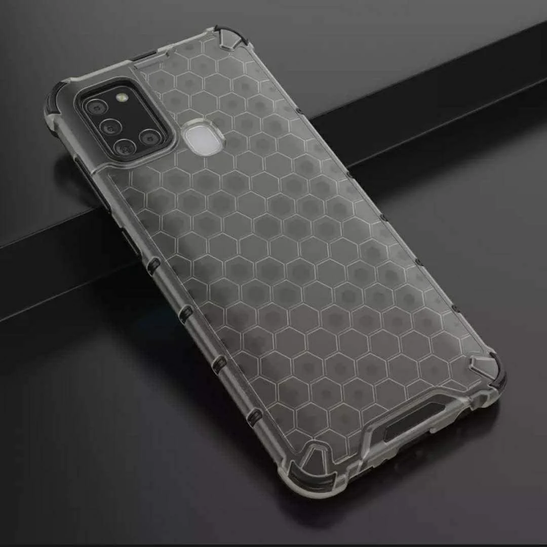 DL3 Mobilak Honeycomb Protective Case for Samsung Galaxy A21s, Shock-absorbing protection, Transparent design, Slim, lightweight profile - Black