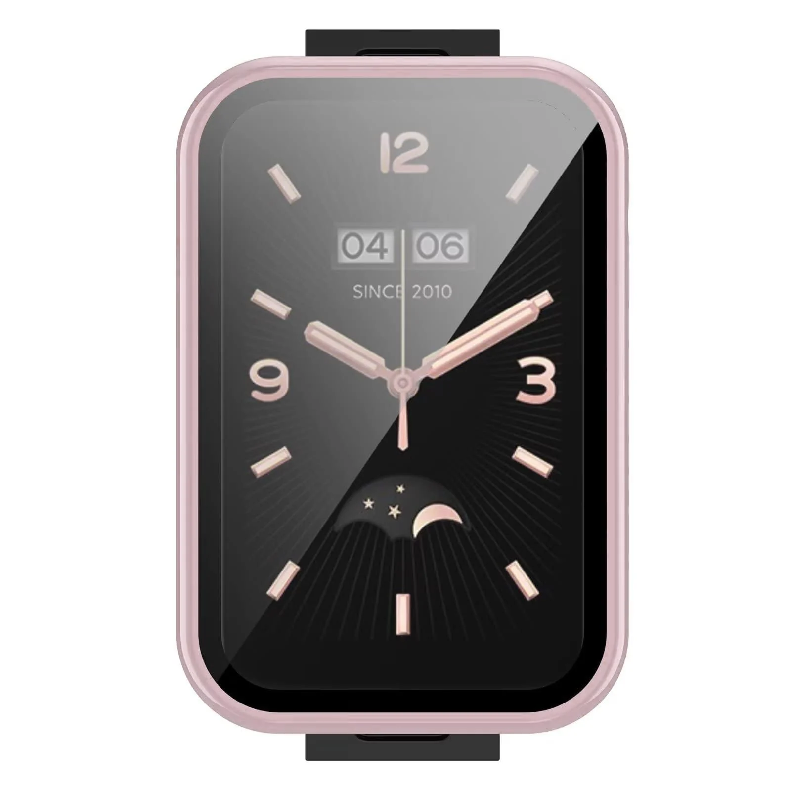 DL3 Mobilak Case for Xiaomi Mi Band 7 Pro, Bumper Full Coverage Hard Overall Protective Cover, Built-in Tempered Glass Screen Protector Film High Sensitivity For Xiaomi Smart Band 7 Pro - Pink