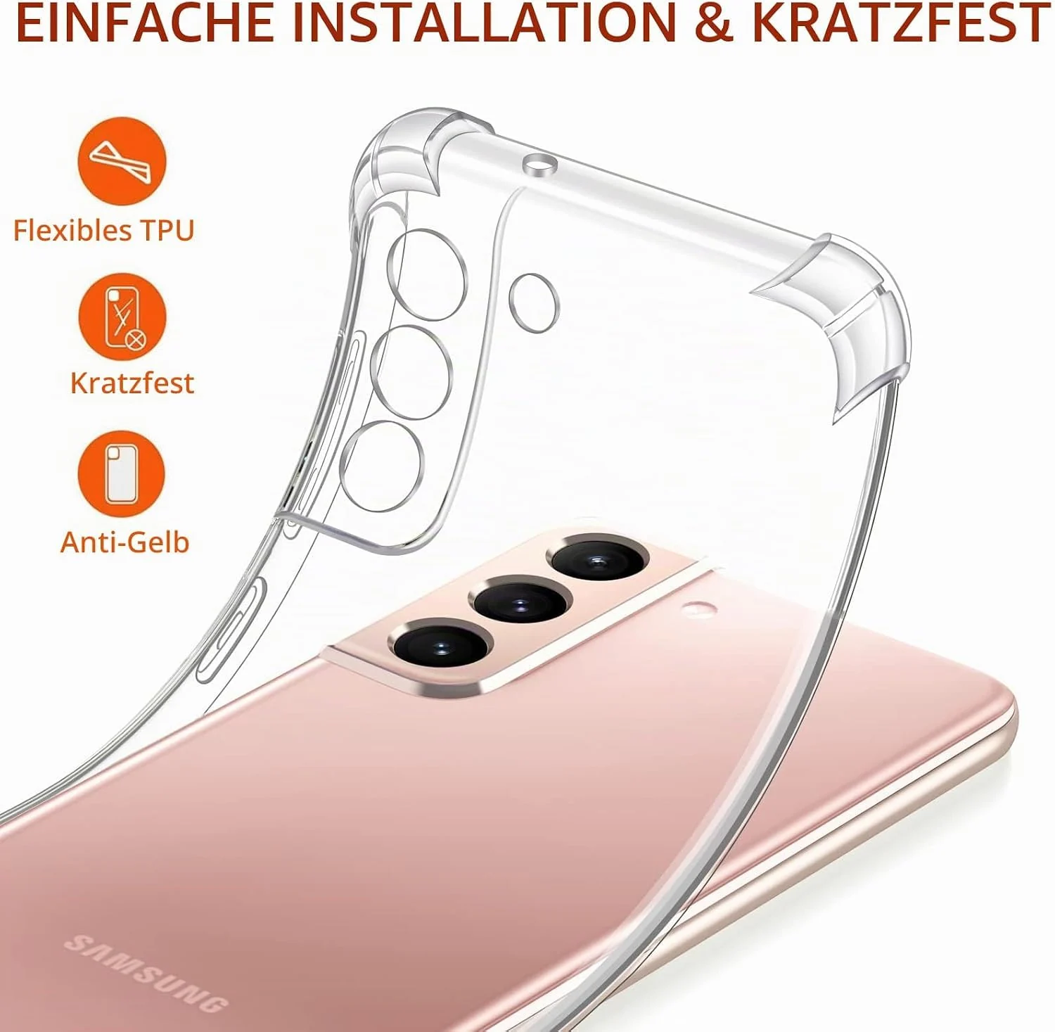 DL3 MOBILAK Clear Soft TPU Phone Case for Samsung Galaxy S22 5G - Clear