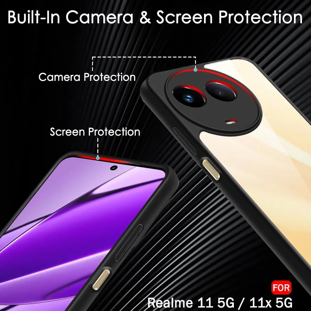 DL3 Mobilak Silicone Protective Case for realme 11 5G / 11X 5G / Narzo 60X 5G / realme C67 5G, Camera protection, Shock-absorbing protection, Scratch-resistant surface - Black