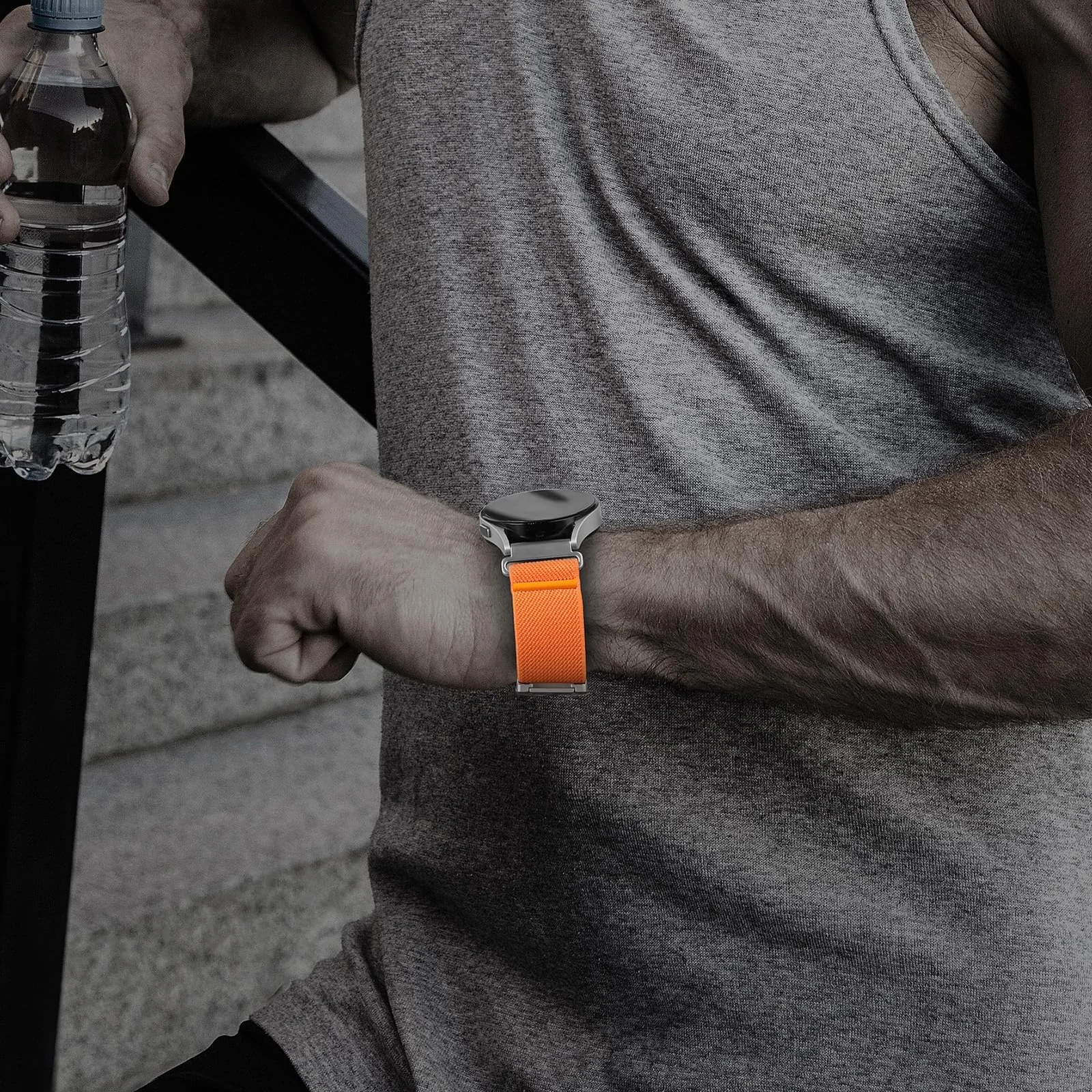 DL3 Mobilak Elastic Nylon Band For 22mm Stretchy Parachute buckle Strap for Redmi Watch 5 Active/5 Lite/Samsung Galaxy Watch 3 45mm/Watch 46mm/Gear S3/Huawei watch GT6 GT5 46MM/GT2E/GT6 Pro/GT 5 Pro - Orange