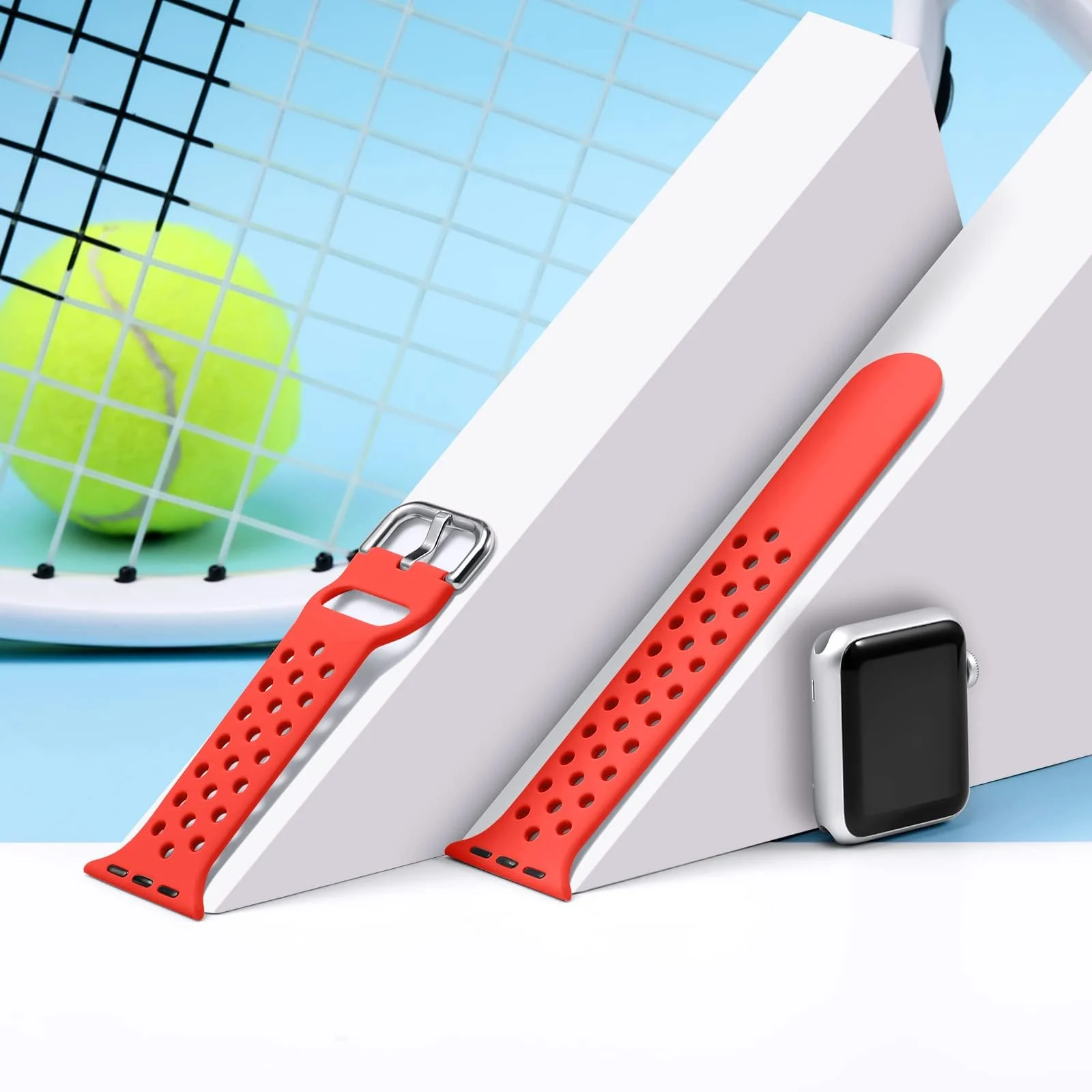 DL3 Mobilak Silicone Sport Band 20MM Strap For Samsung Galaxy Watch 7 6 5 4 40mm 44mm/5 Pro 45mm/S2 classic/active 2 40mm 44mm/Amazfi GTS 2/2e/GTS 3/3 Pro/GTS 4/GTS 2 Mini/3 Mini/4 Mini/Bip3/Bip 3 Pro - Red