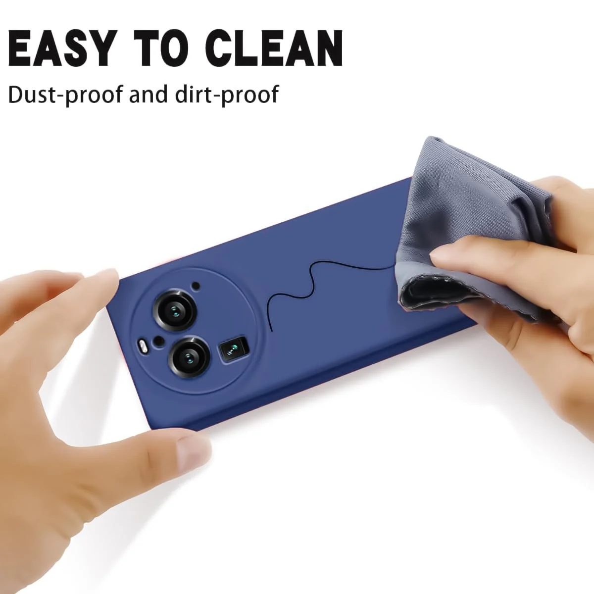 DL3 Mobilak Liquid Silicone Protective Case with Soft Microfiber Lining with Full Camera Protection for OPPO Find X6 Pro - Blue 1
