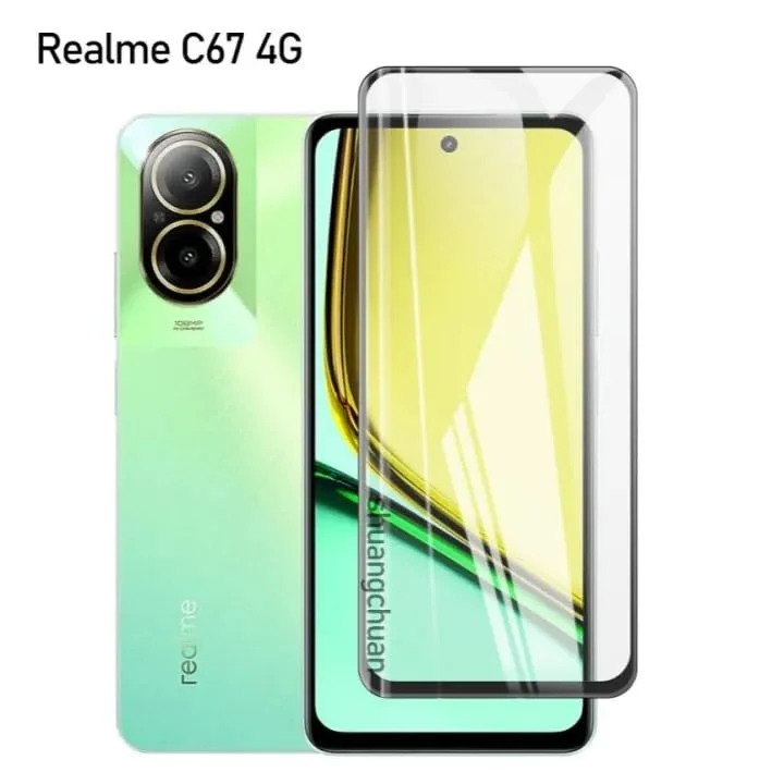 DL3 Mobilak 5D Full Glass Screen Protector For realme C67. Black Frame - Clear